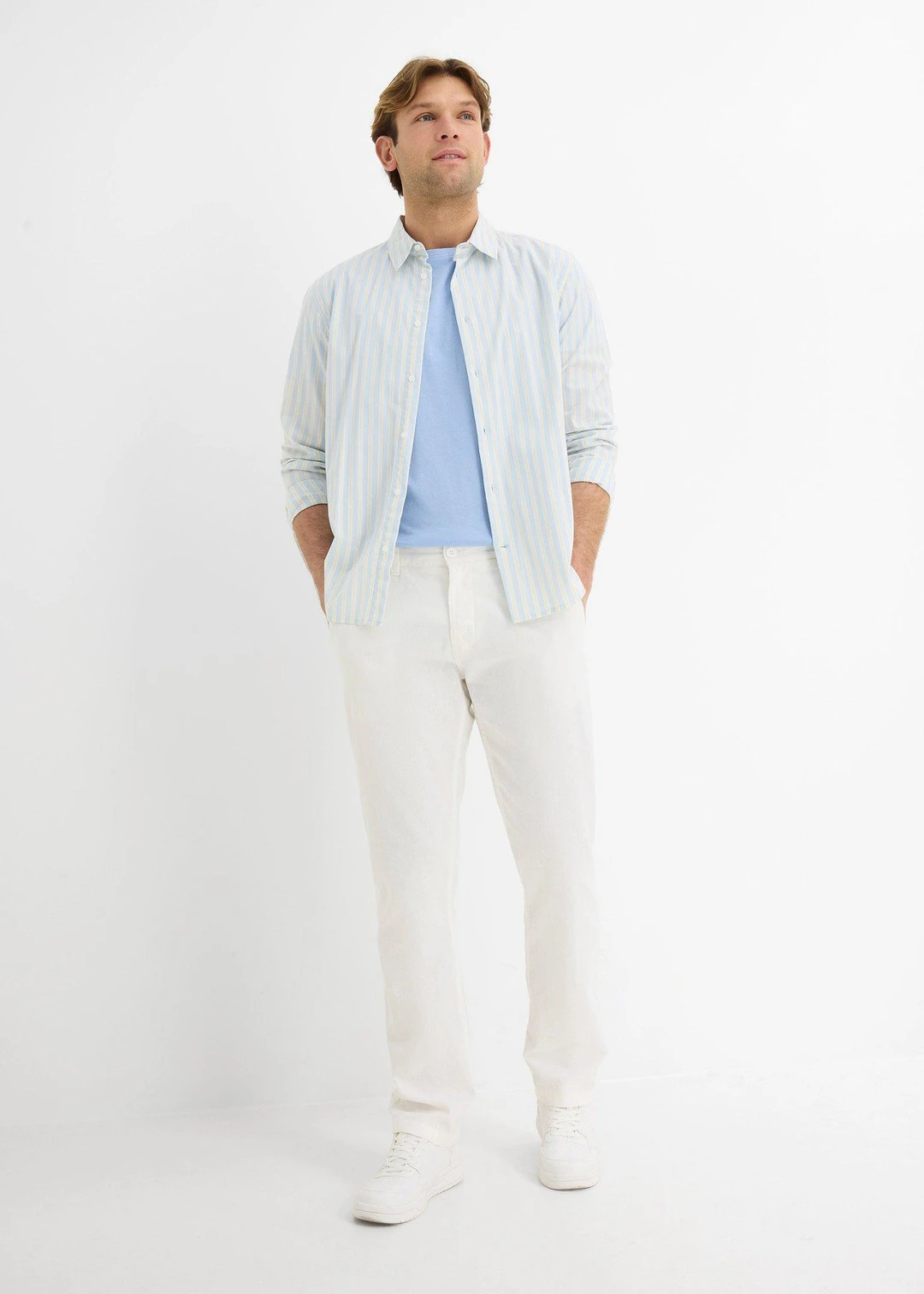 Pantalon chino regular en lin mélangé, droit - 2