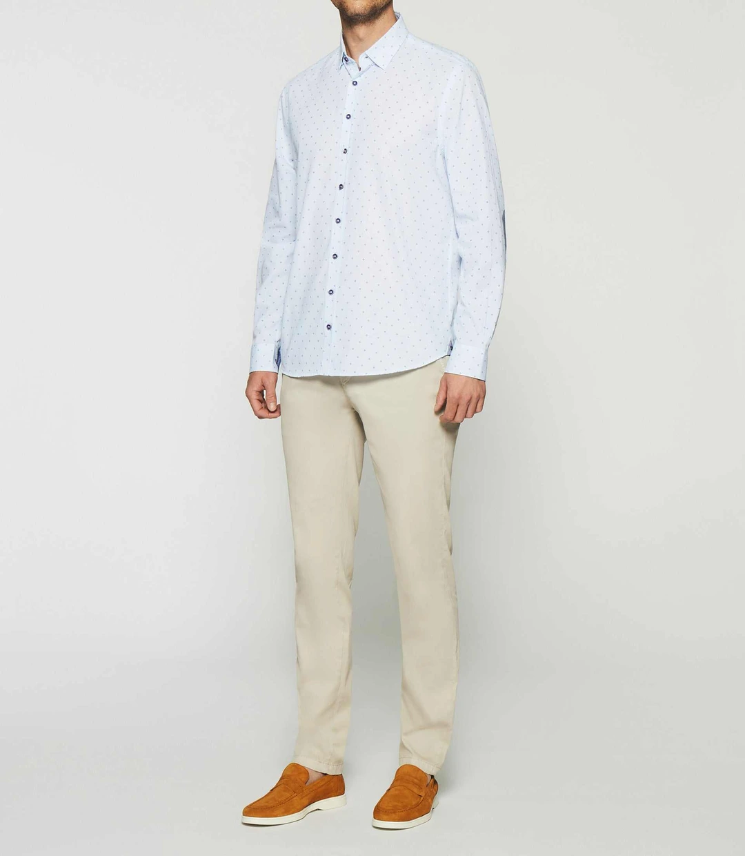 IZAC - Chemise à imprimé blanche et marine KELLY