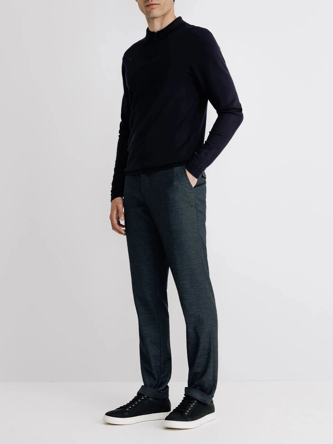 IZAC - Pull col zippé en maille marine