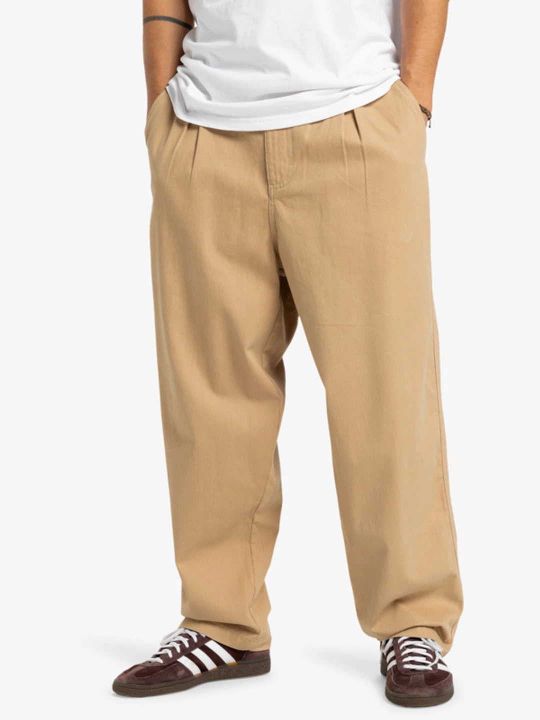 Urban Chill - Pantalon large à taille élastique pour Homme Marron