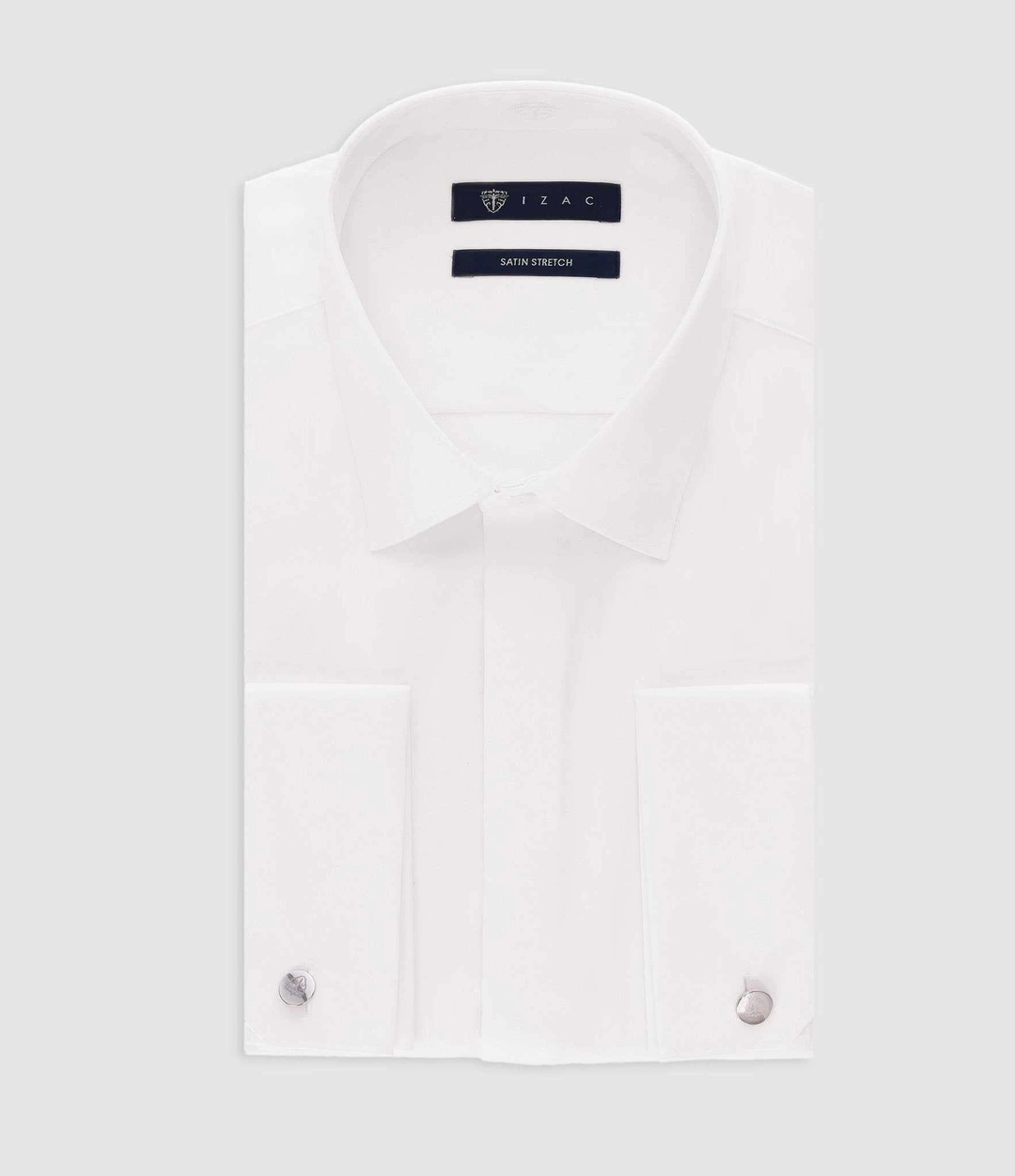 IZAC - Chemise en satin stretch blanc STRETCHMS