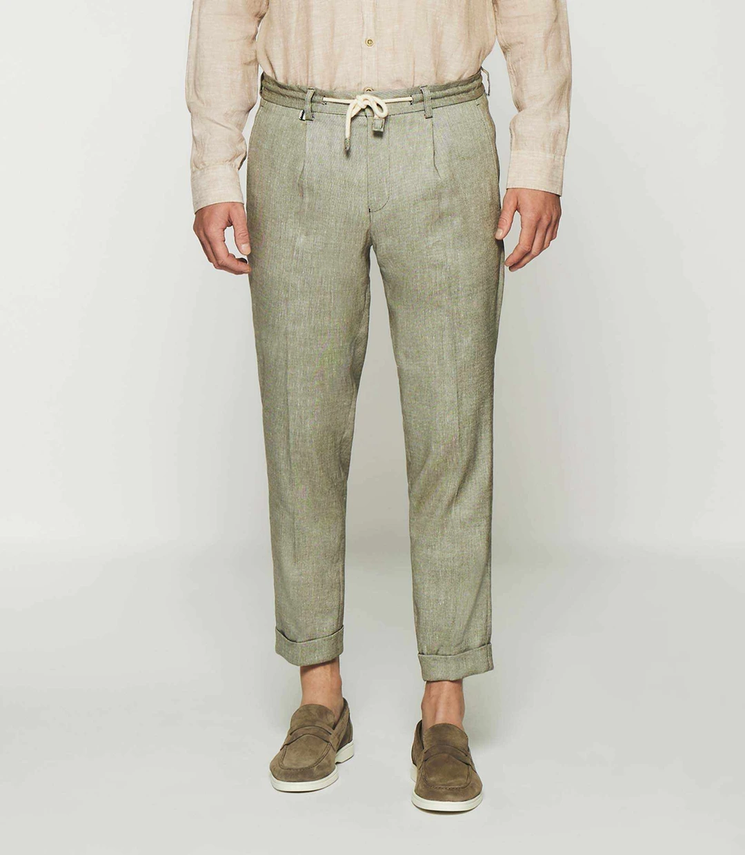 IZAC - Pantalon ville en lin kaki