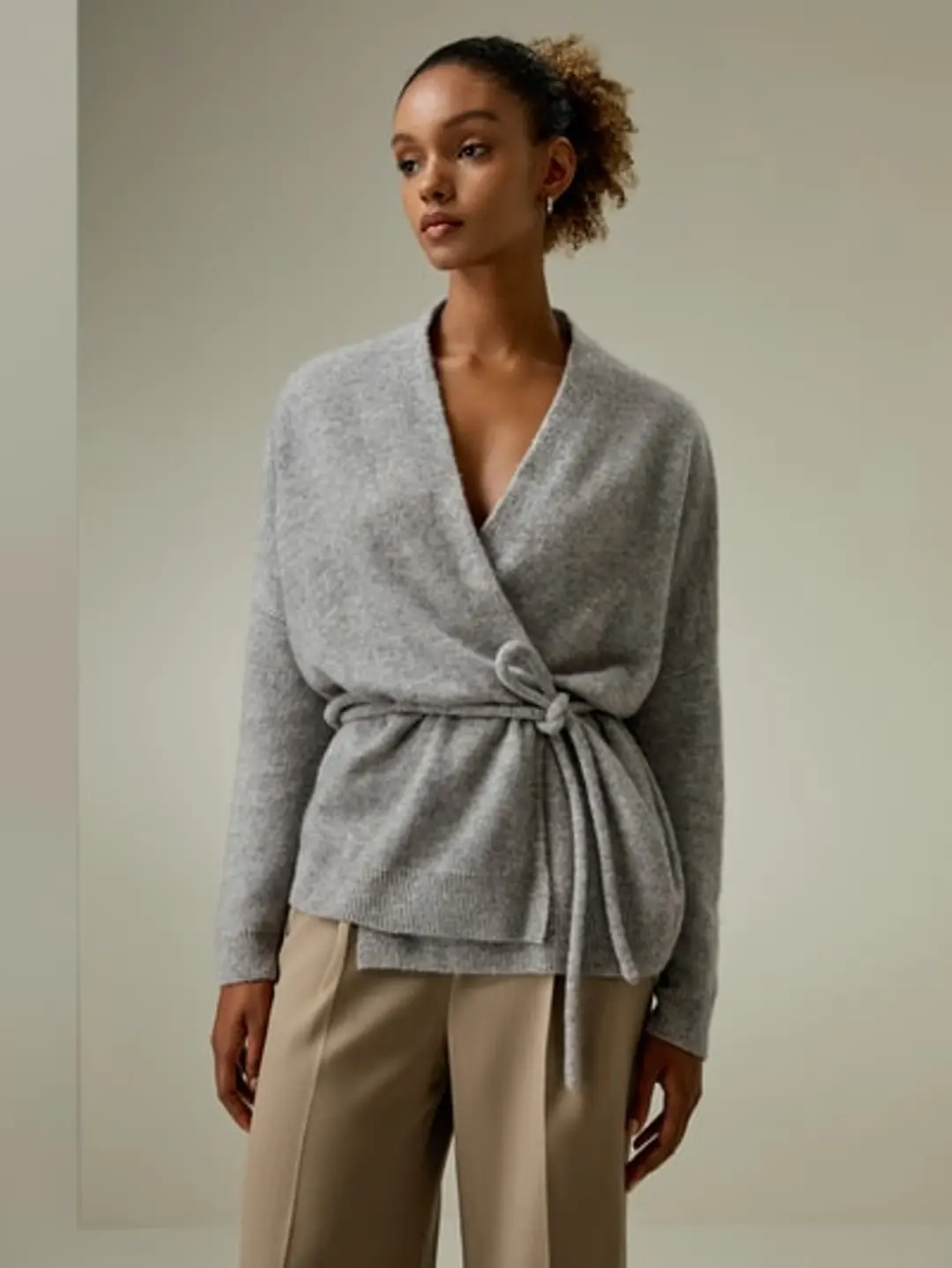 LILYSILK Cardigan En Tricot Devant Cache-Cœur Charme Classique Offrant Chaleur Tout En Restant Délicieusement Léger Gris Xl