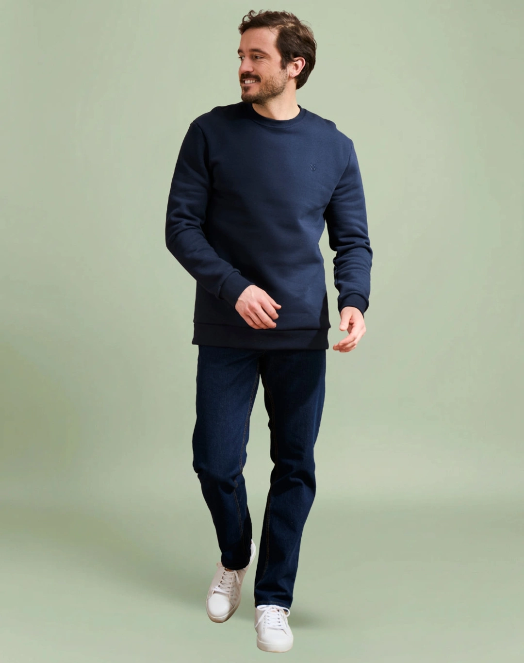 Sweat en Coton BIO Molleton - Marine - Lemahieu