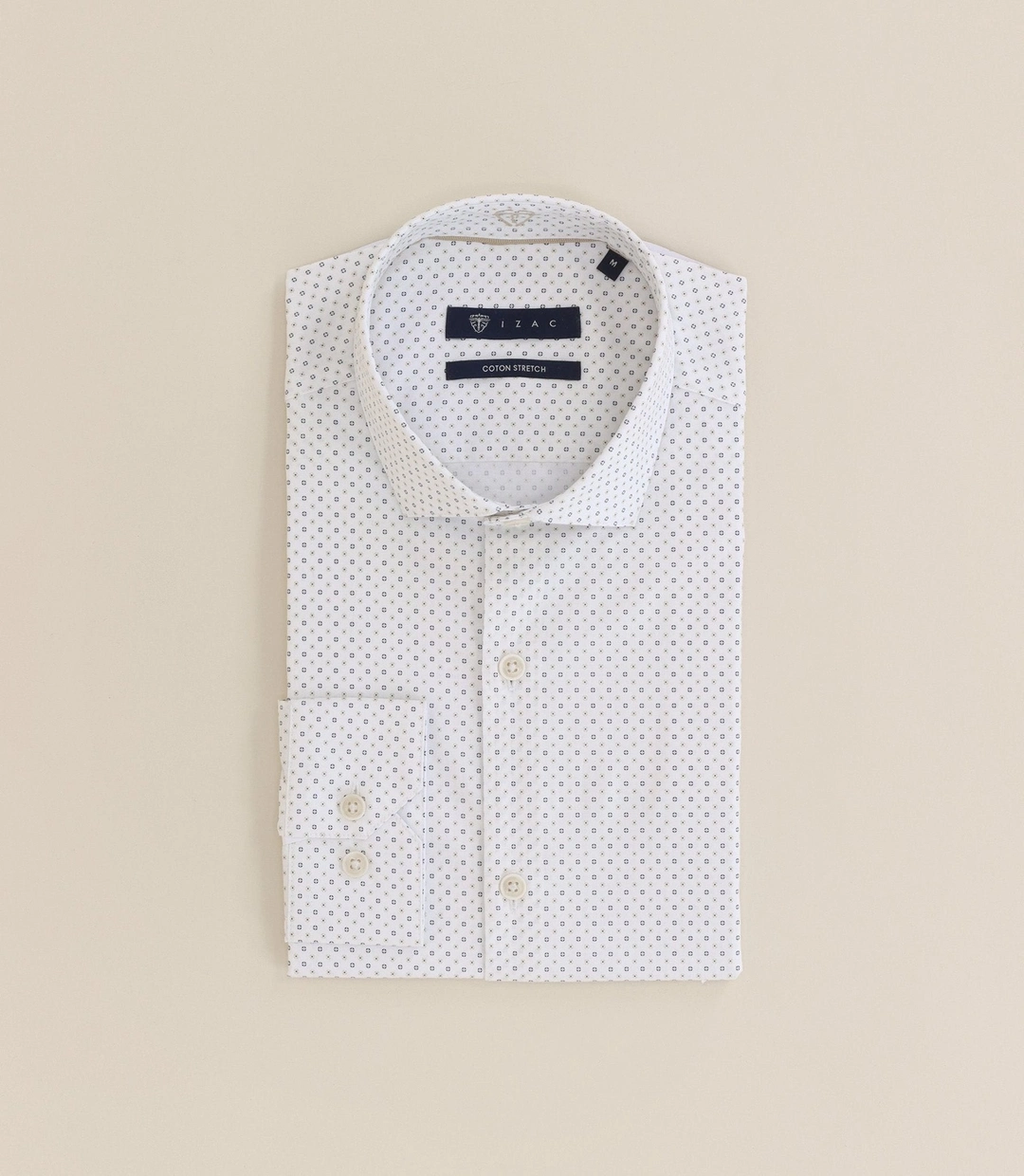 IZAC - Chemise imprimée col semi-italien écrue