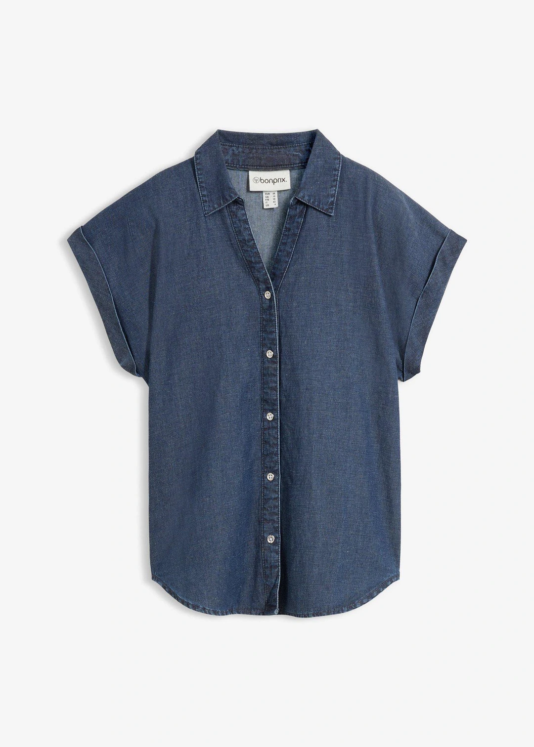Chemise manches courtes en jean avec lin