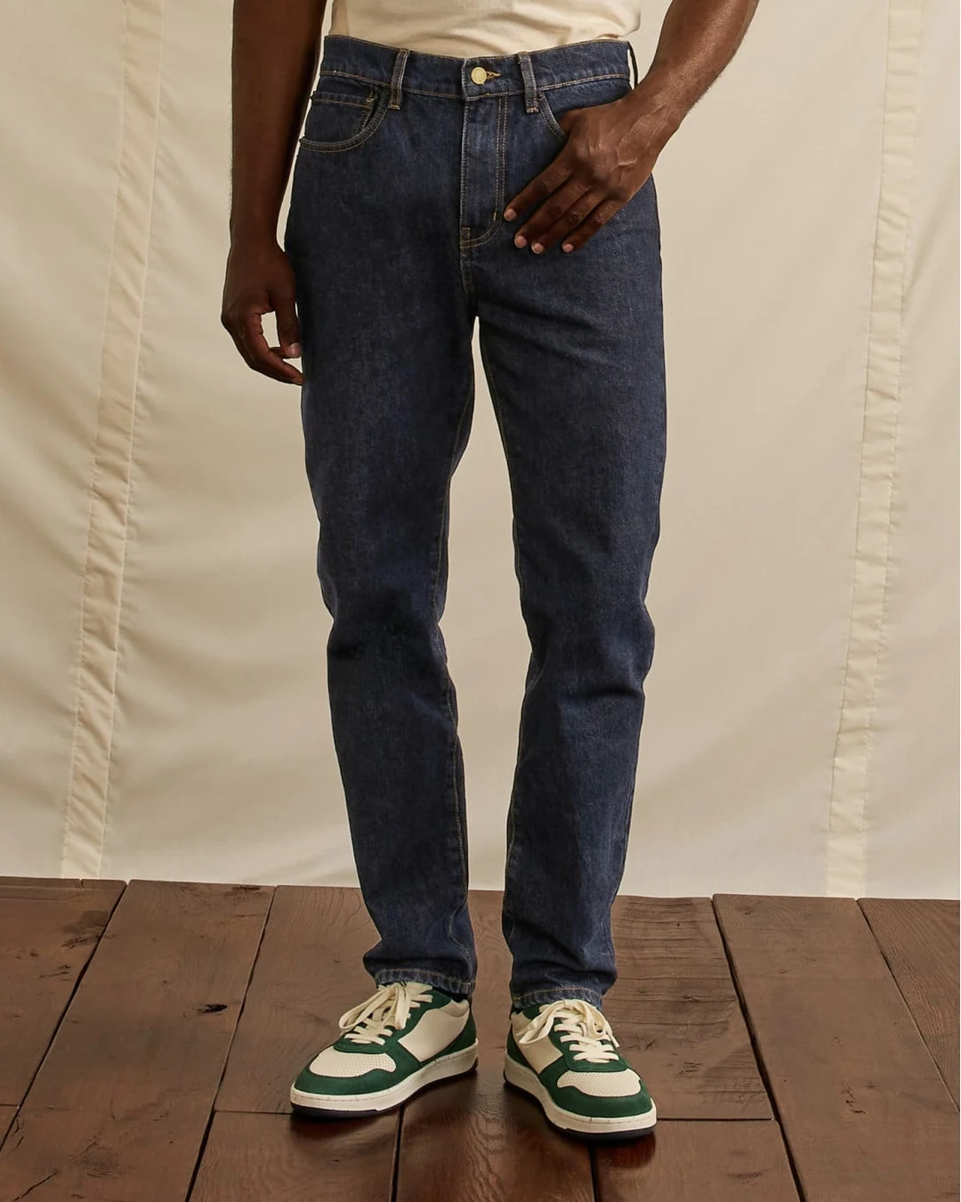 Jean tapered denim brut coton recyclé - DENIM TAPERED