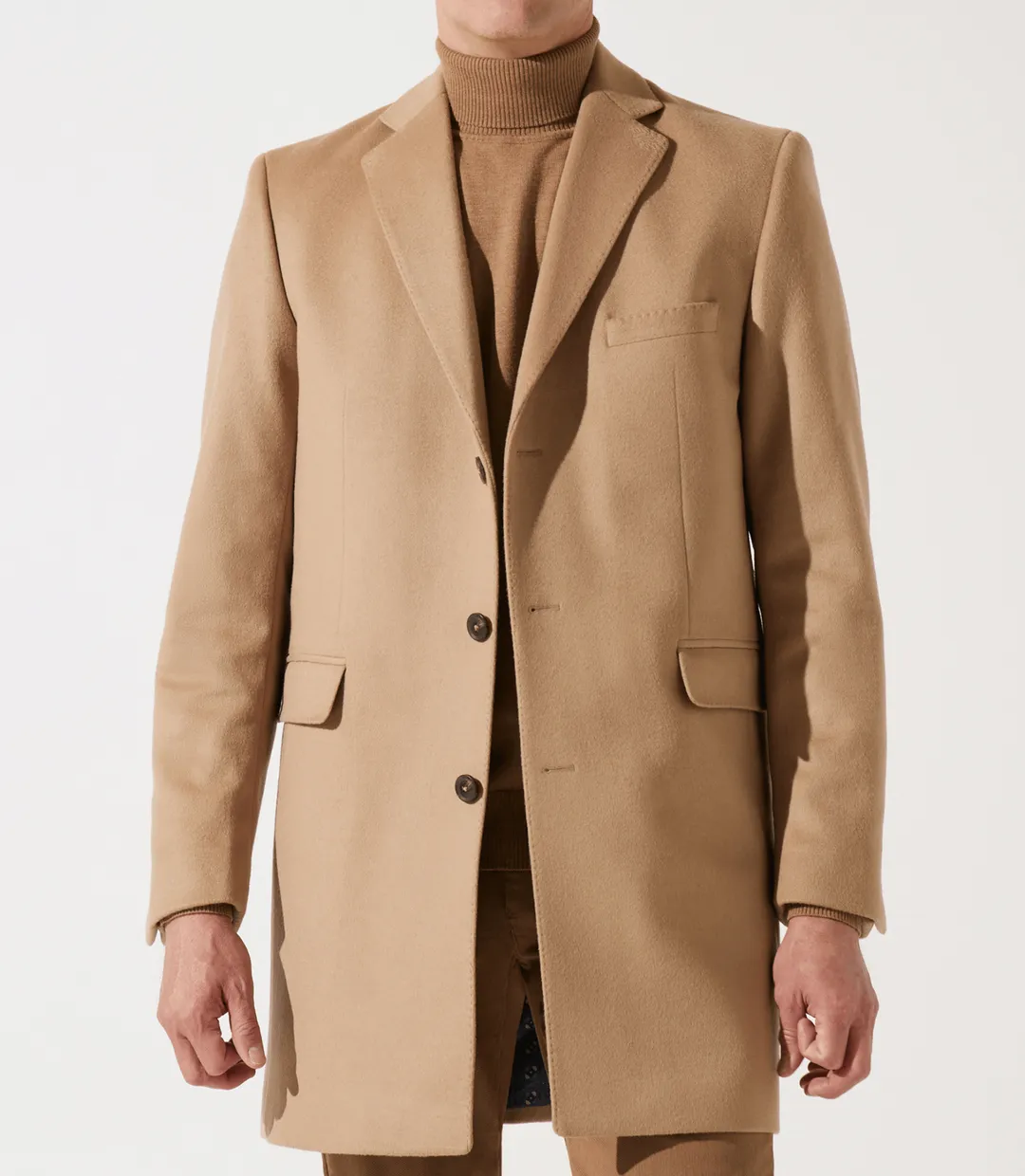 IZAC - Manteau en laine cachemire camel INDALECIO