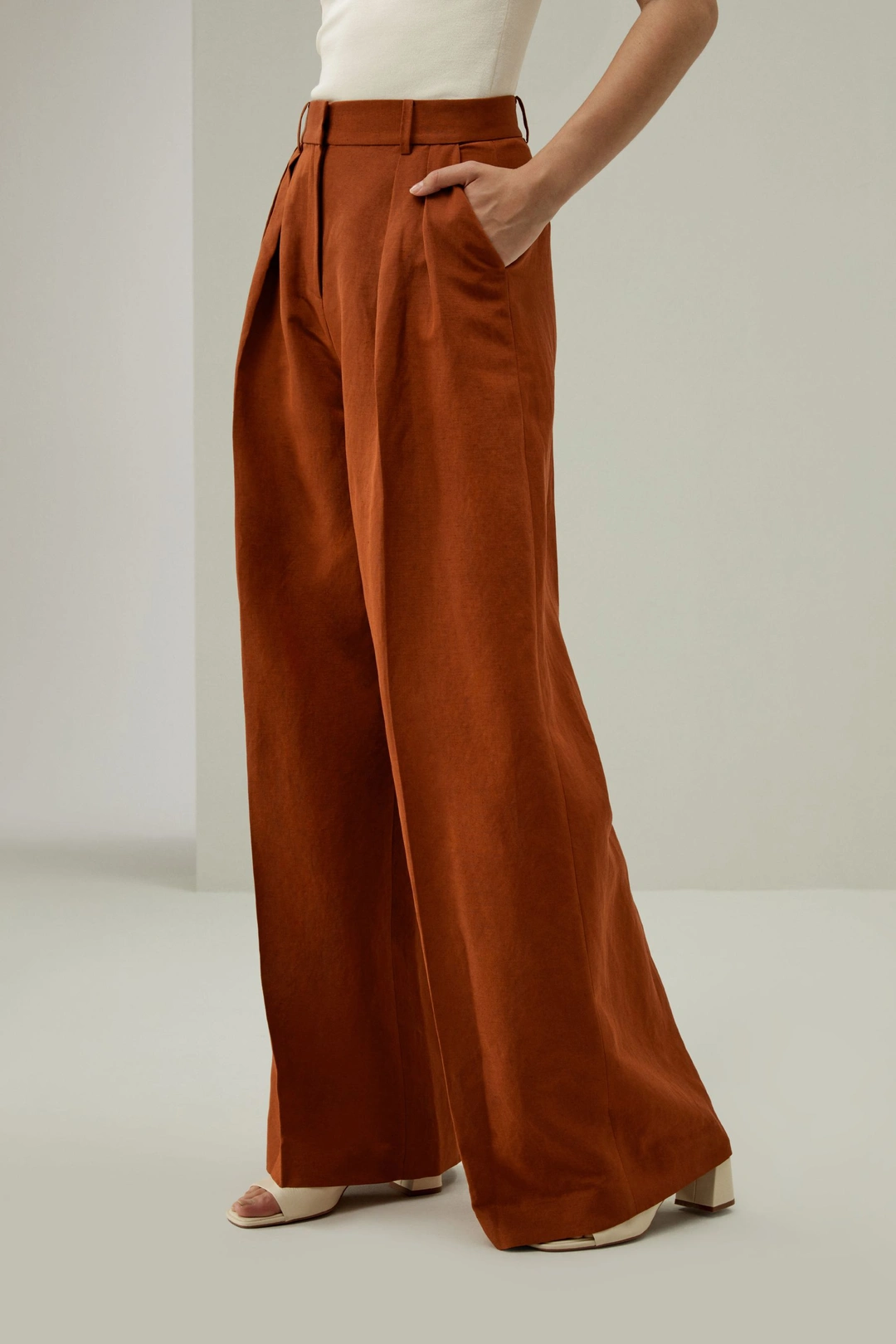 LILYSILK Pantalons En Soie Pantalon Large En Soie Soie De Mûrier Et Lin Simple Et Classique Terracotta 36
