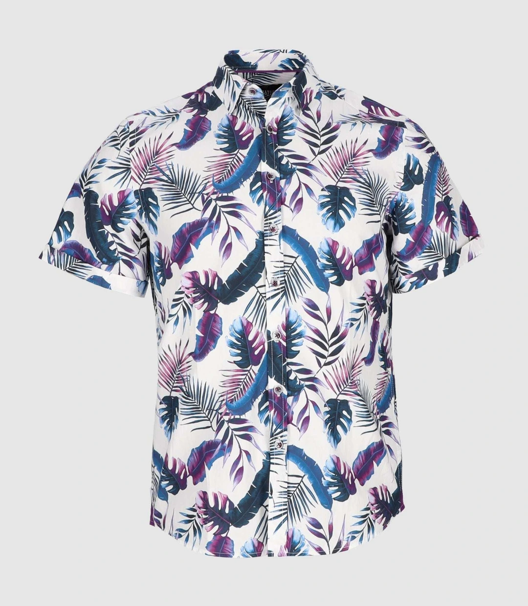 IZAC - Chemise manches courtes avec imprimé bleu et violet ''King 2''