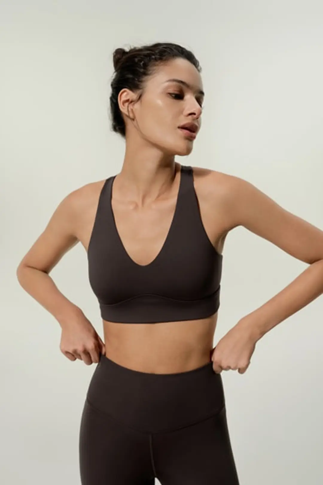 Soutien-gorge de Sport Soutien Moyen Décolleté Rond | Mélange Soie Respirant
