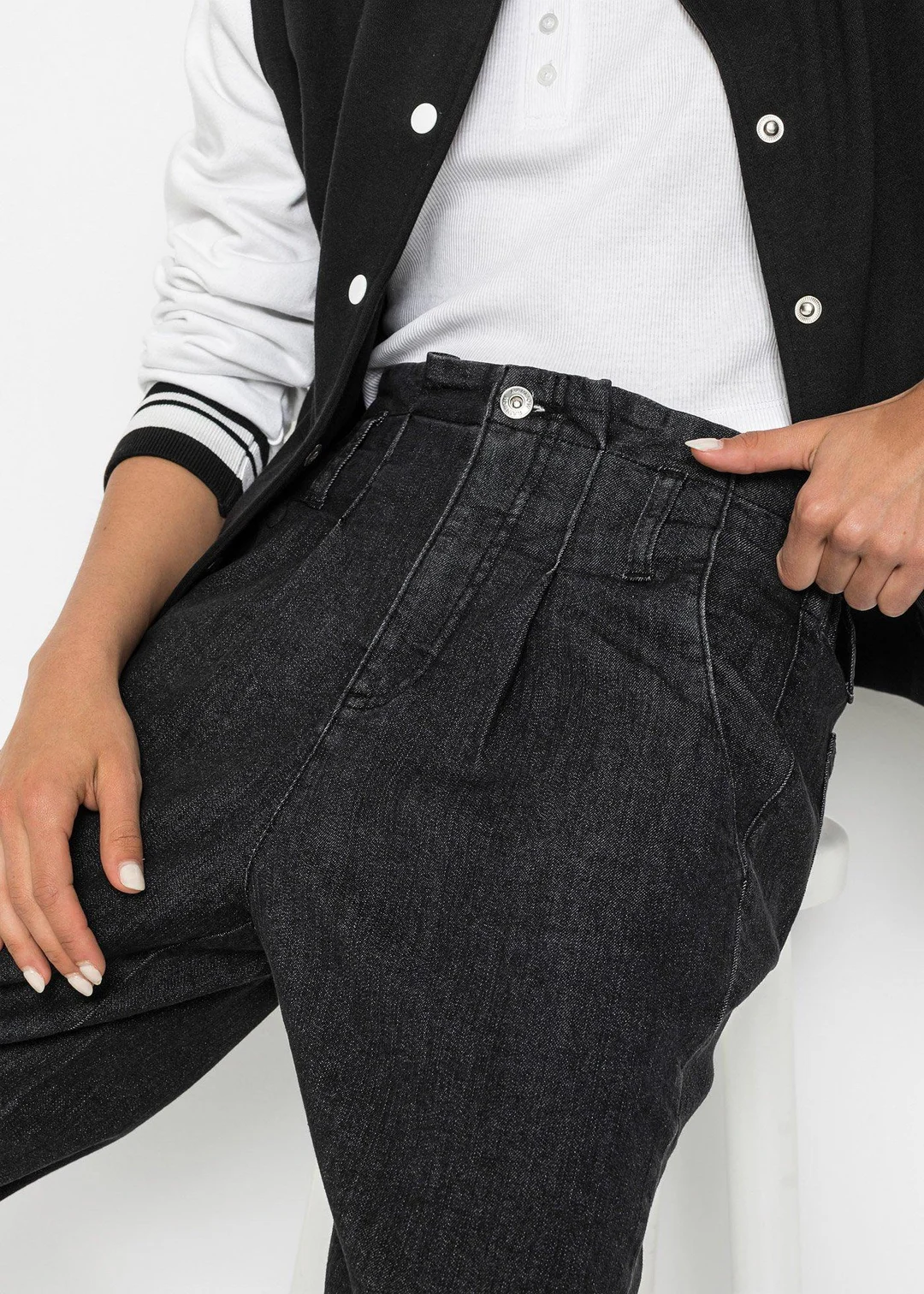 Jean mom extensible, taille haute - 3