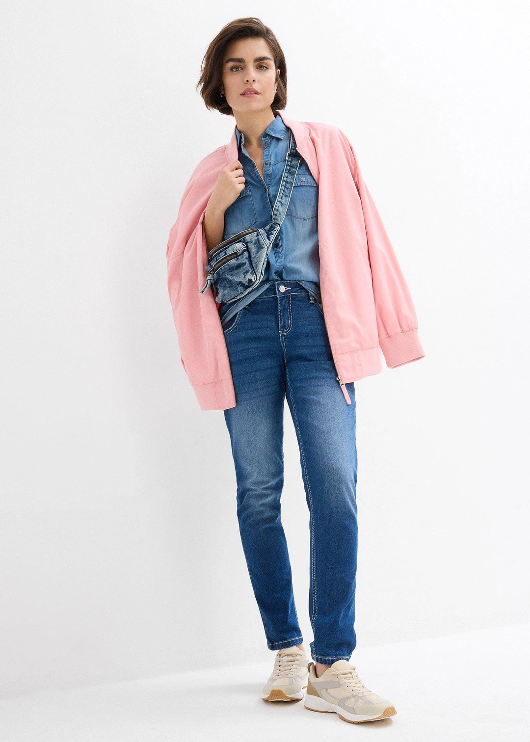 Chemise en jean avec boutons-pression, manches longues