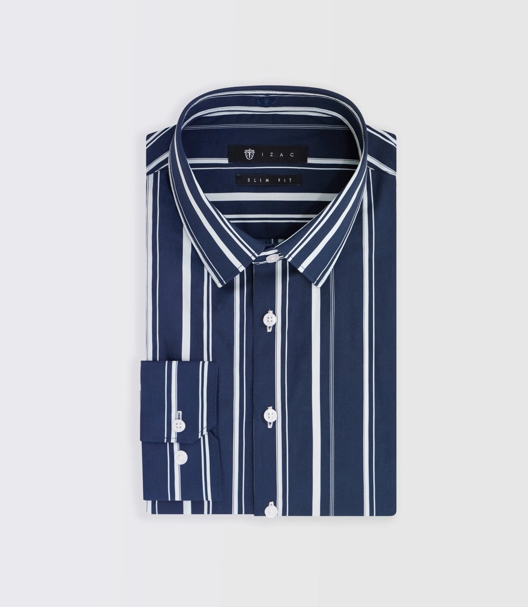 IZAC - Chemise à rayures marine et blanche ''Manil''