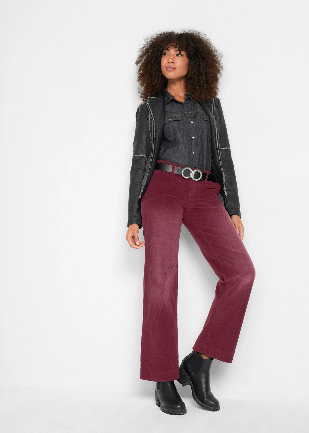 Pantalon large en velours côtelé extensible - 2