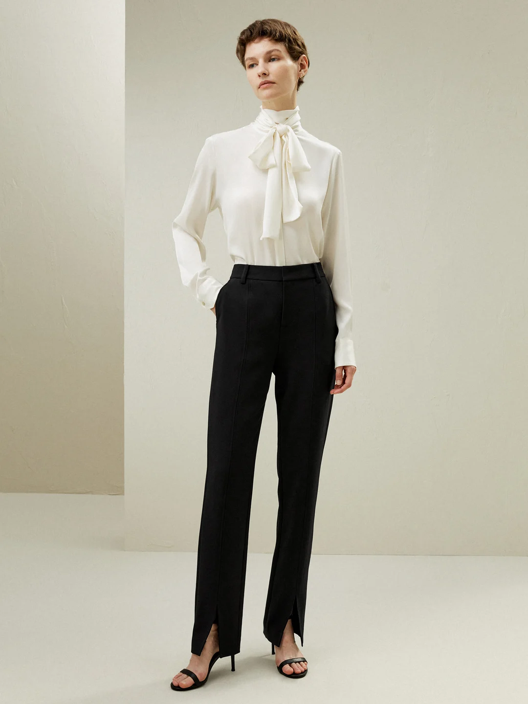 LILYSILK Blouse Soie Femme Blanc Col Roulé, Bouton De Manchette 100% Soie Pure Convient À Toutes Les Saisons L
