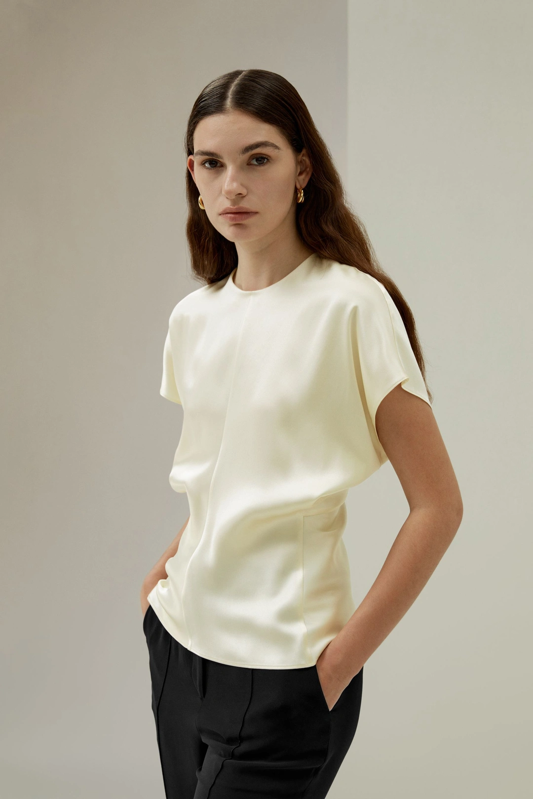 LILYSILK Haut En Soie Femme Design Fendu Sur Le Devant, L'Arrière Et Les Côtés 100% Soie De Mûrier Doux Pour La Peau Lilyblanc Xl