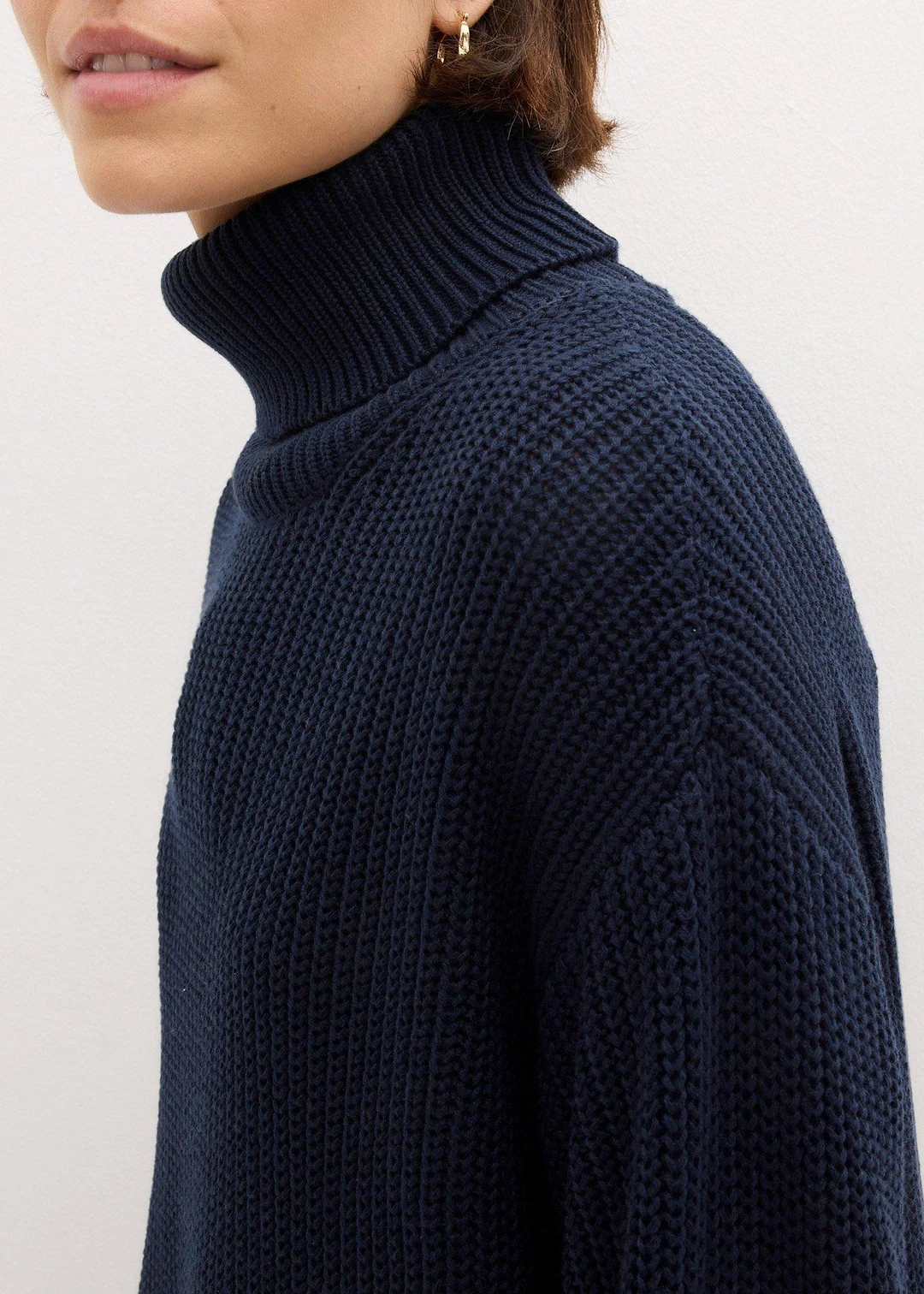 Pull col roulé oversize en coton mélangé