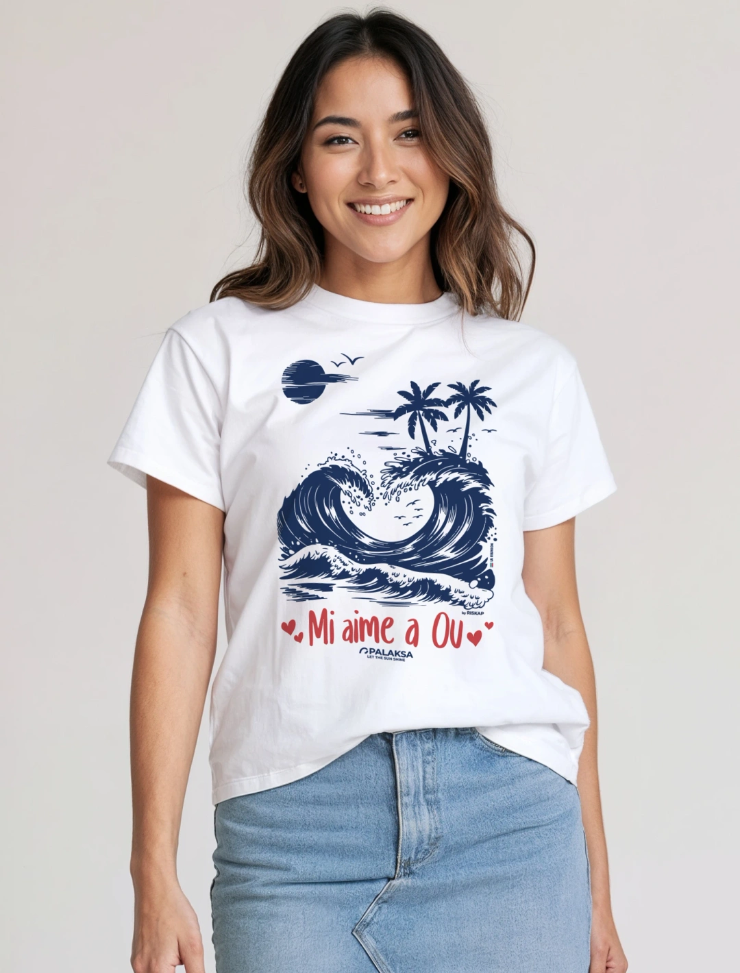T-shirt Femme – Vagues Coeur – Coton Bio Premium