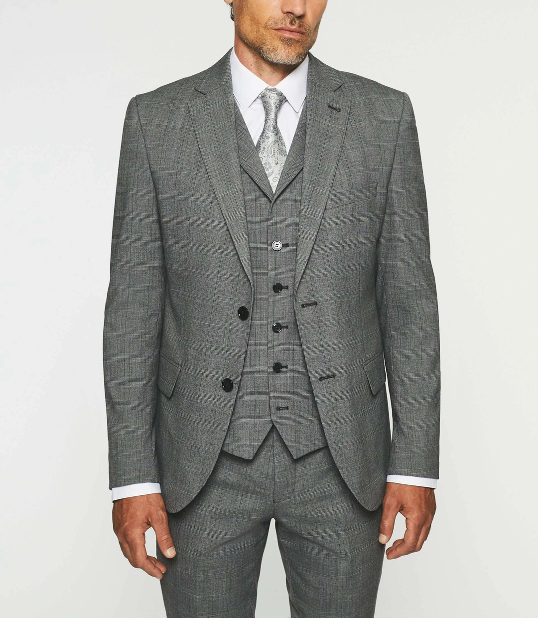 IZAC - Veste à carreaux esprit Prince de Galles grise SOBRE