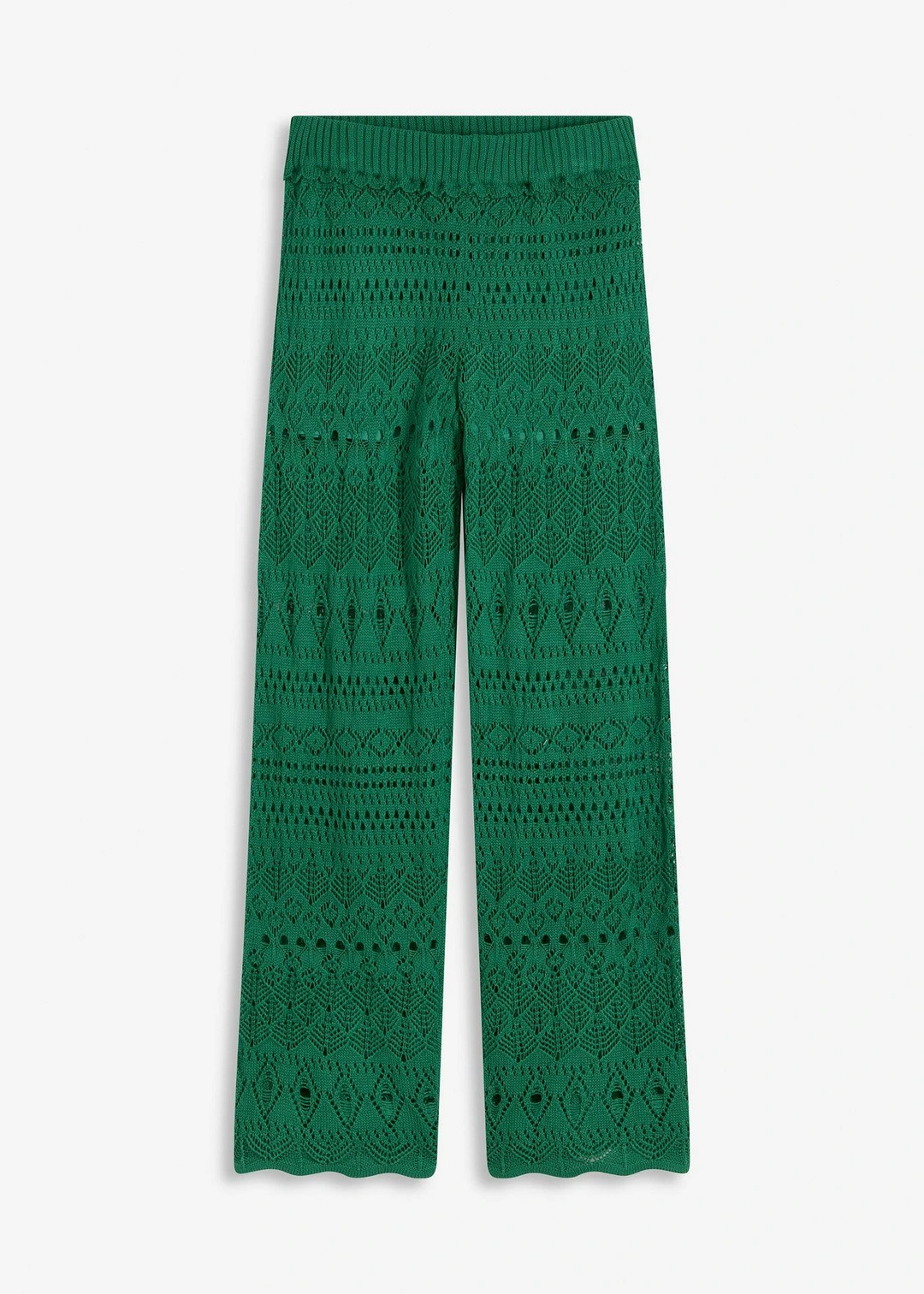 Pantalon en maille ajourée à taille élastiquée