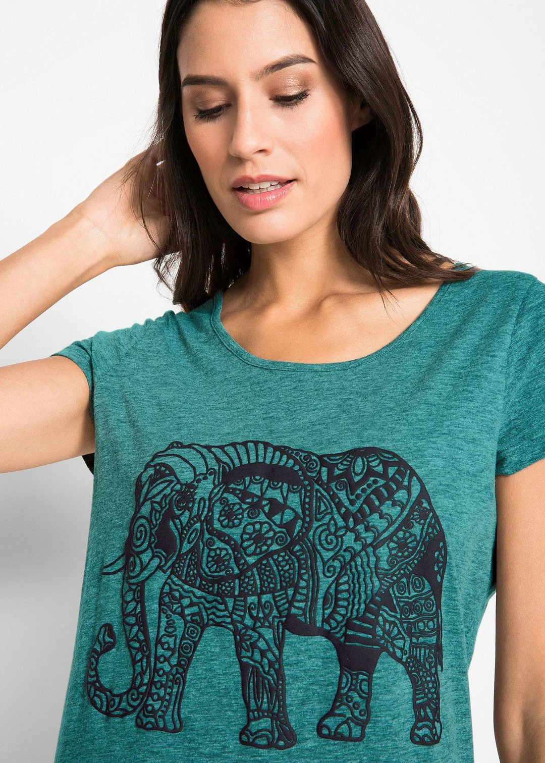 T-shirt en coton avec imprimé devant, manches courtes