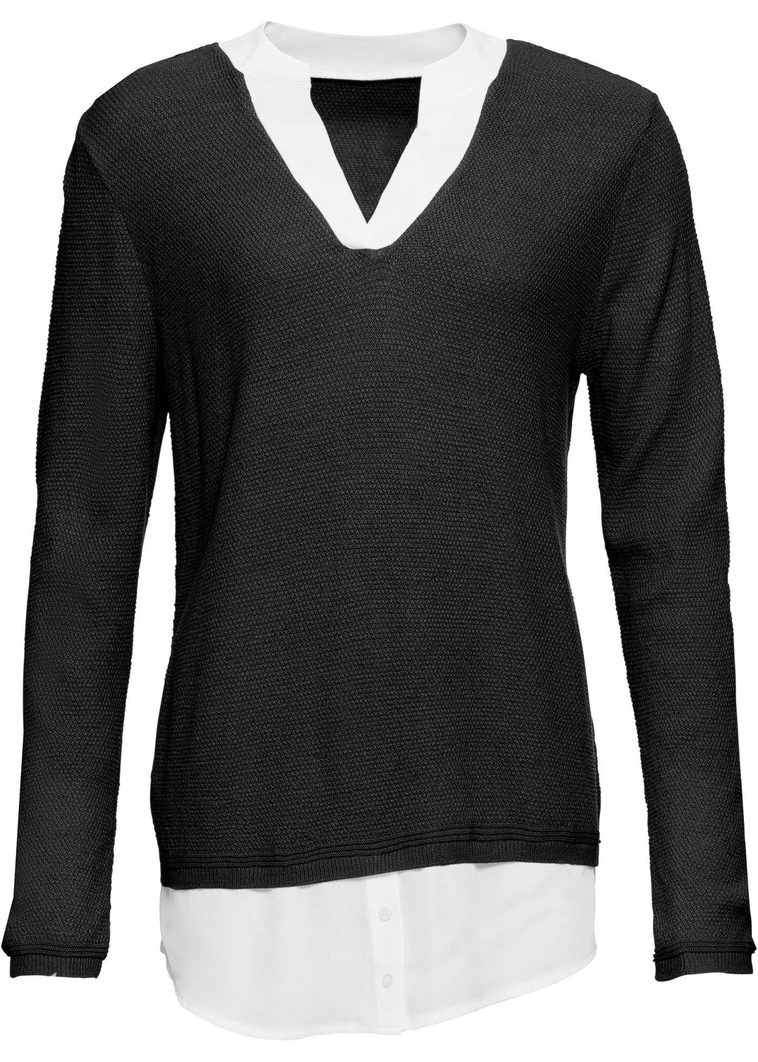 Pull en fine maille avec empiècement chemisier
