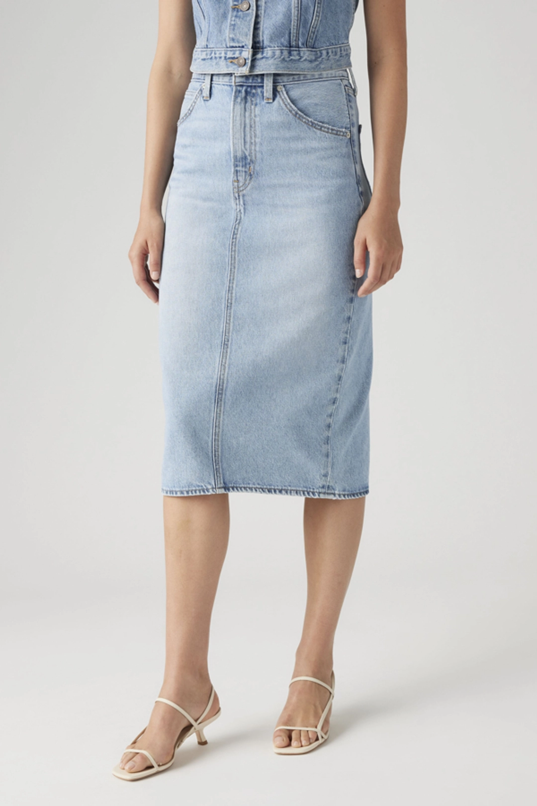 Levi's Jupe Fendue Taille Haute - Femme - Bleu / Riveting Clean Hem - 32 - 2