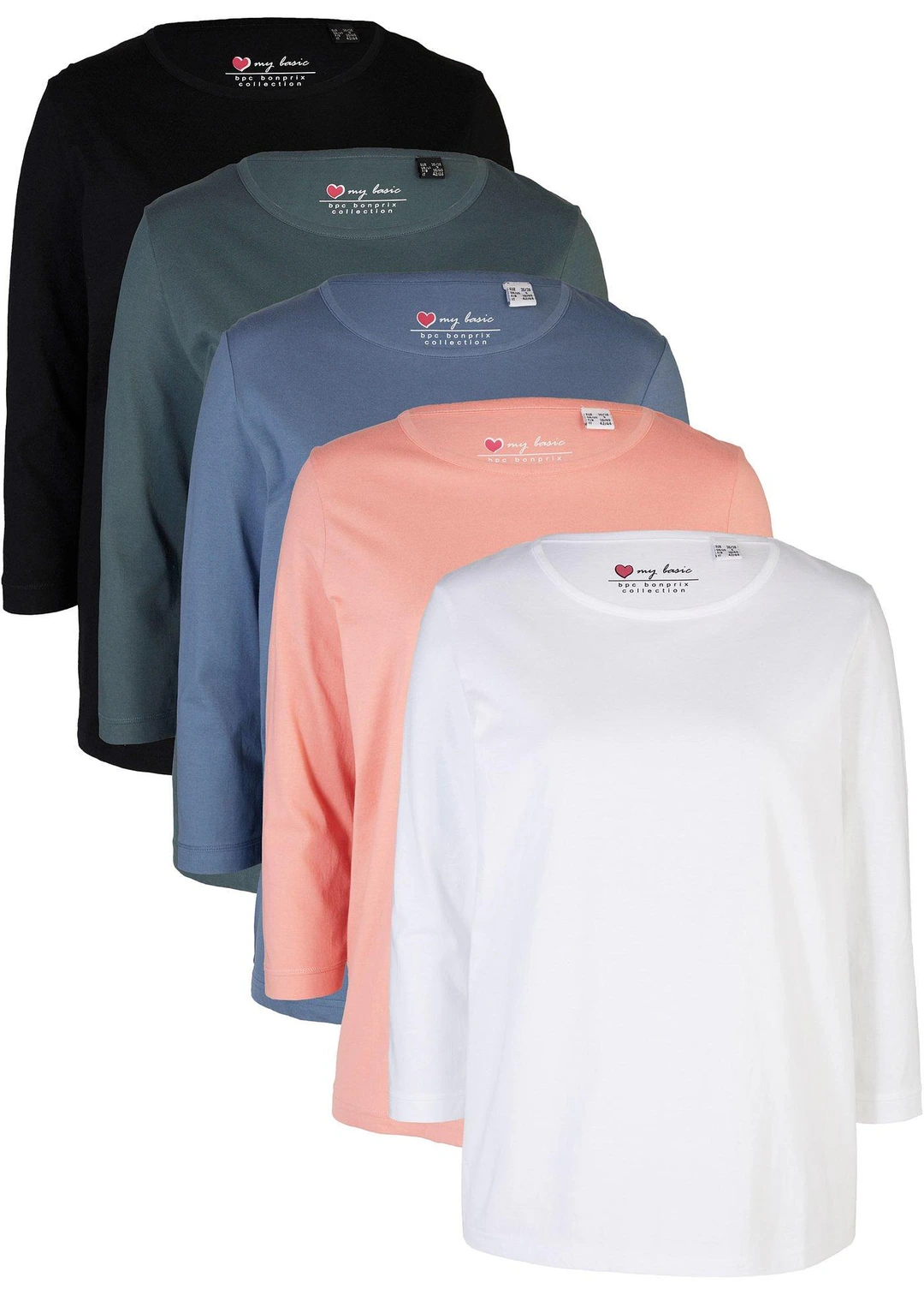Lot de 5 T-shirts manches 3/4