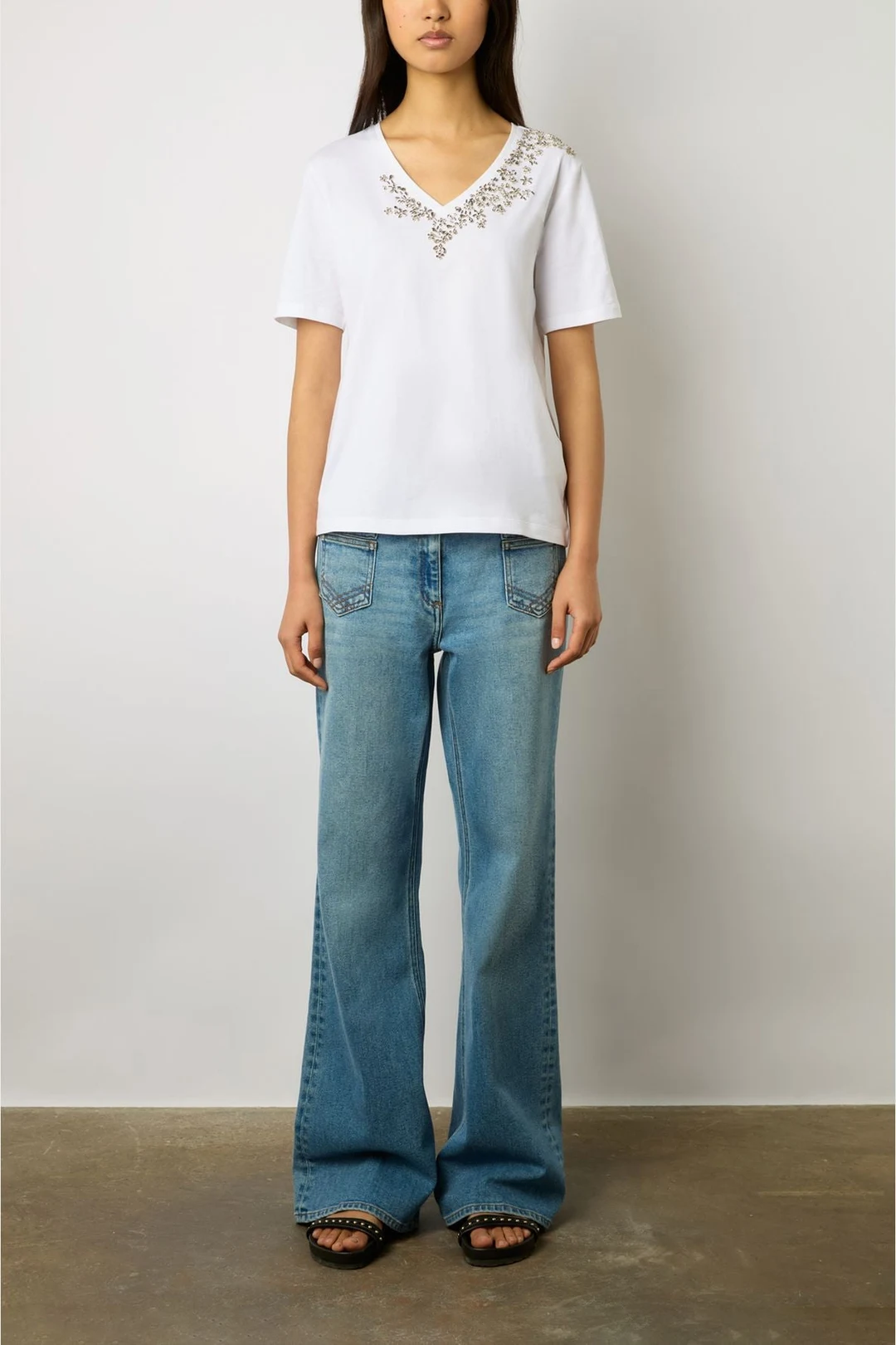 T-shirt en coton à strass - MALIE - Noir - 4