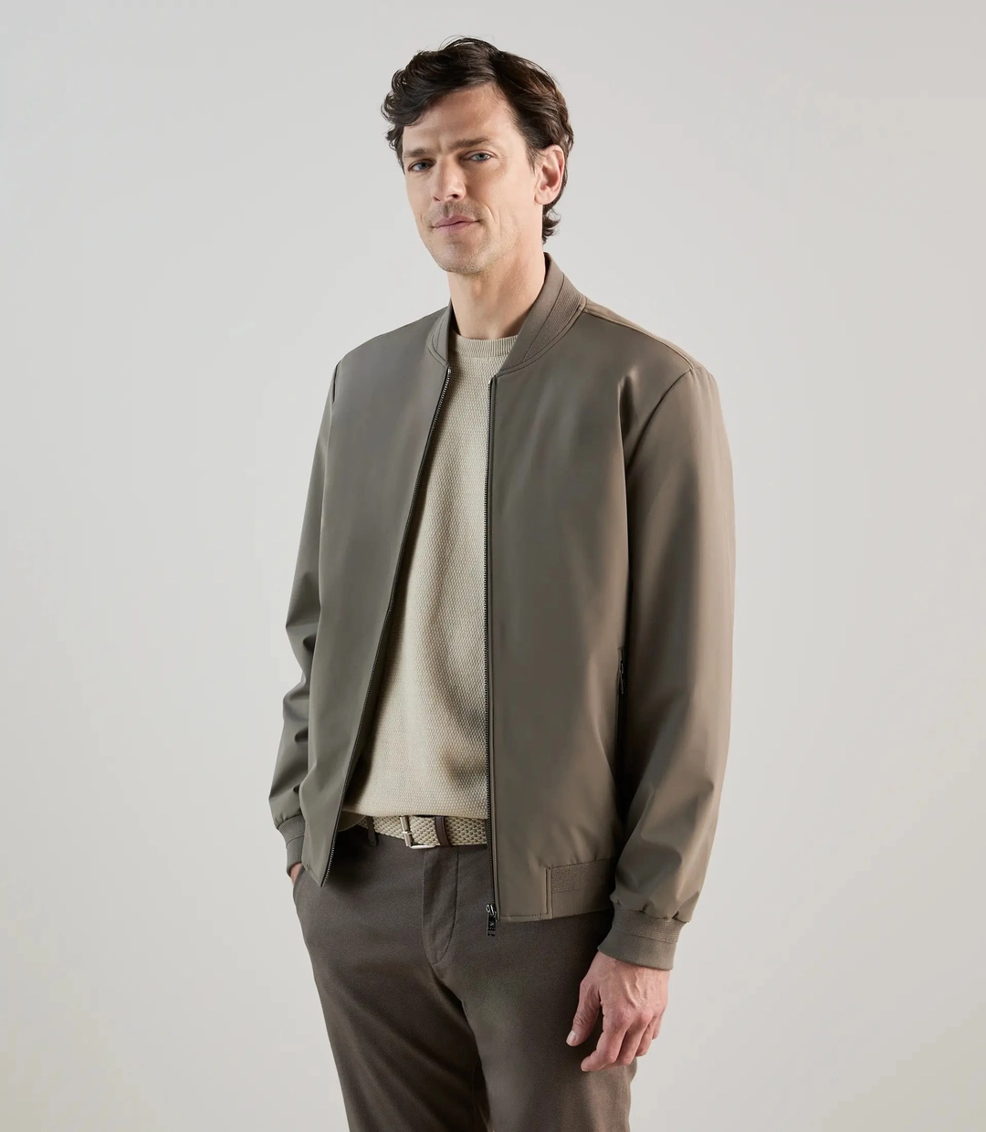 IZAC - Blouson col teddy taupe