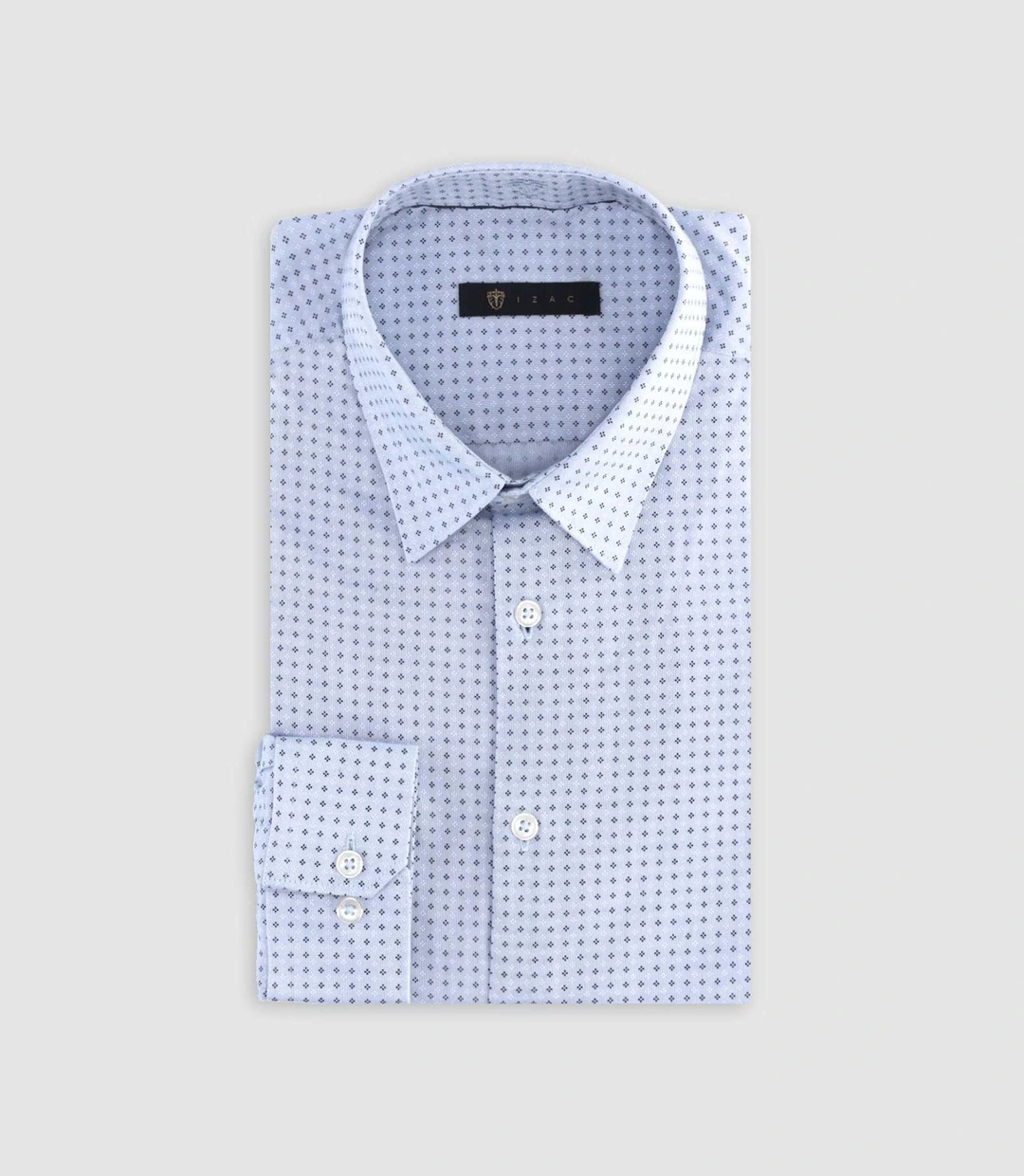 IZAC - Chemise slim à imprimé micro motifs bleu MARCELLO
