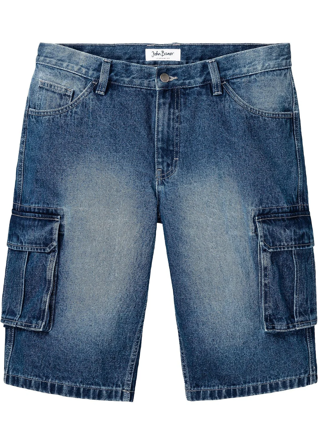 Bermuda cargo long en jean, loose