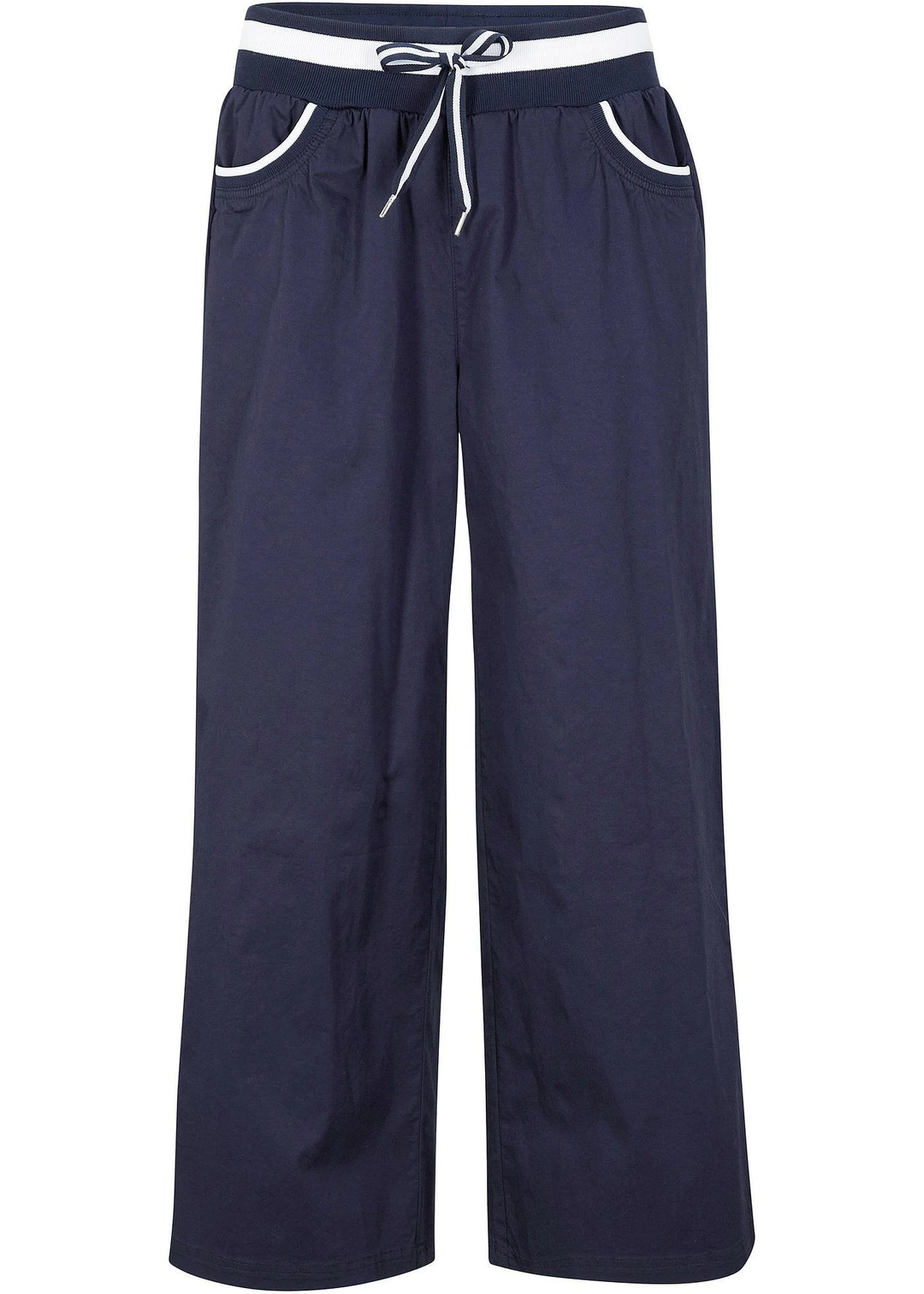 Pantalon large en coton paper touch à taille élastique