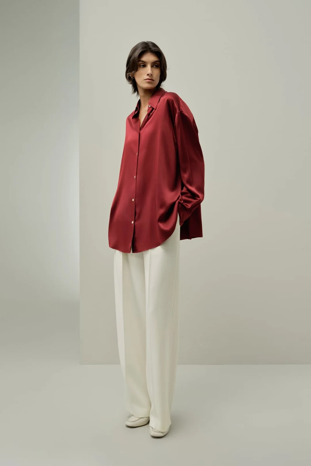 LILYSILK Chemise Oversize Femme en Soie Lavable | Confortable & Chic | Rouge Écarlate XL