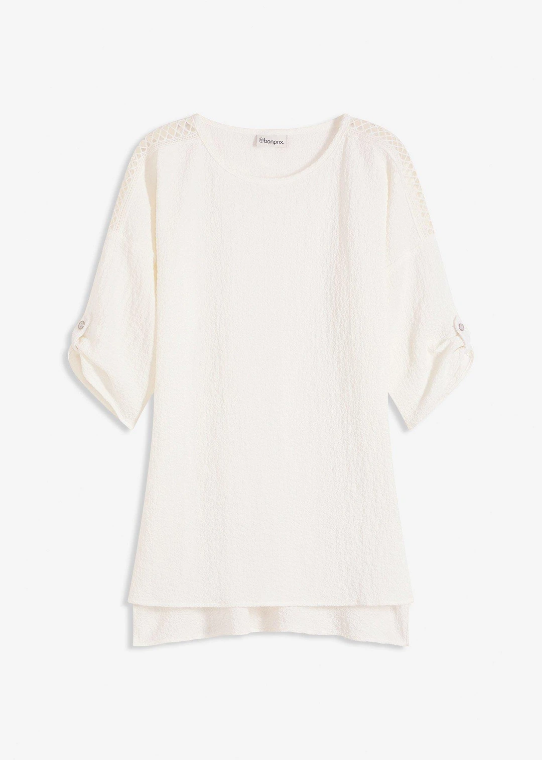 Blouse texturée avec bande de dentelle