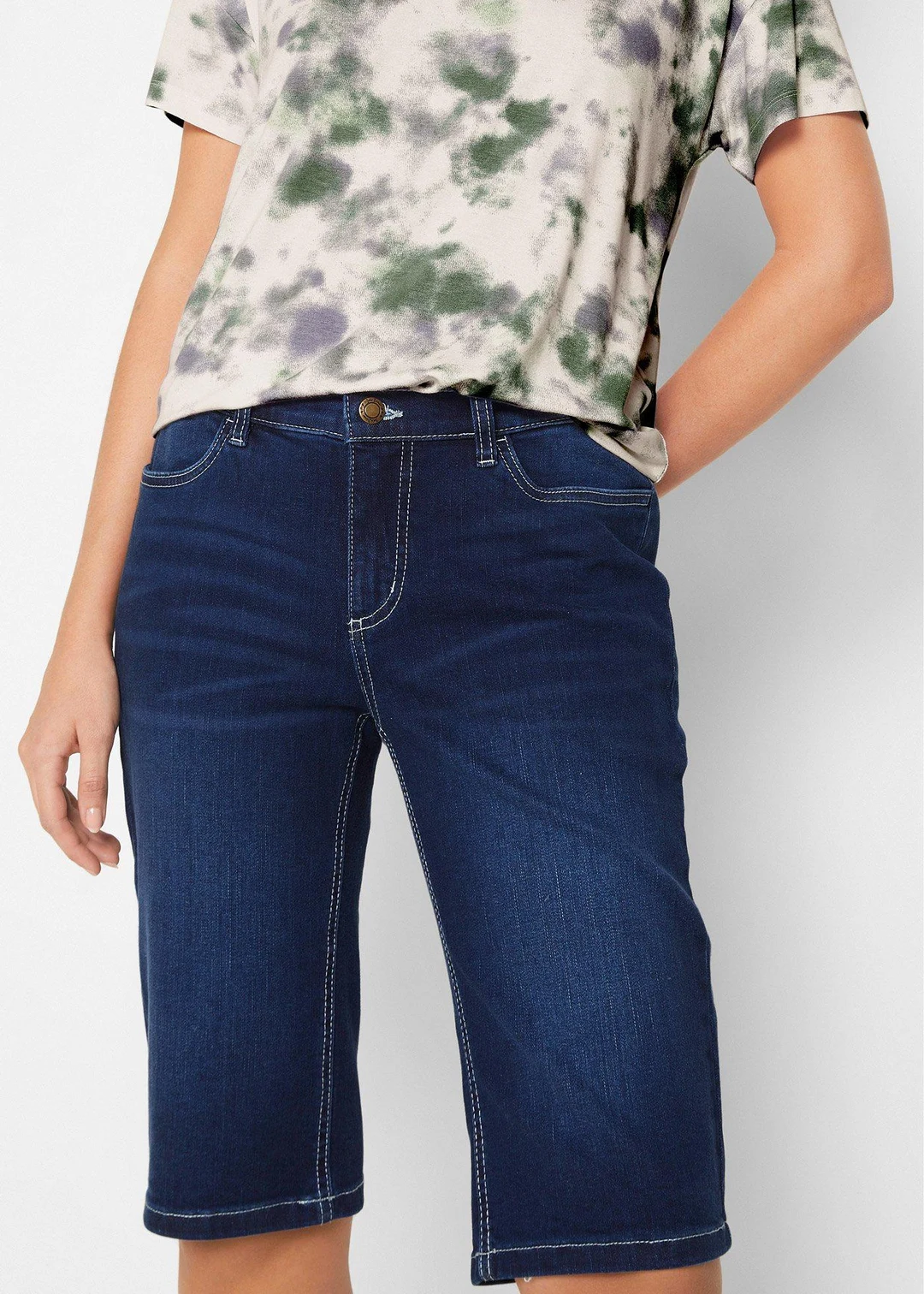 Bermuda en jean extensible, taille mi-haute - 3