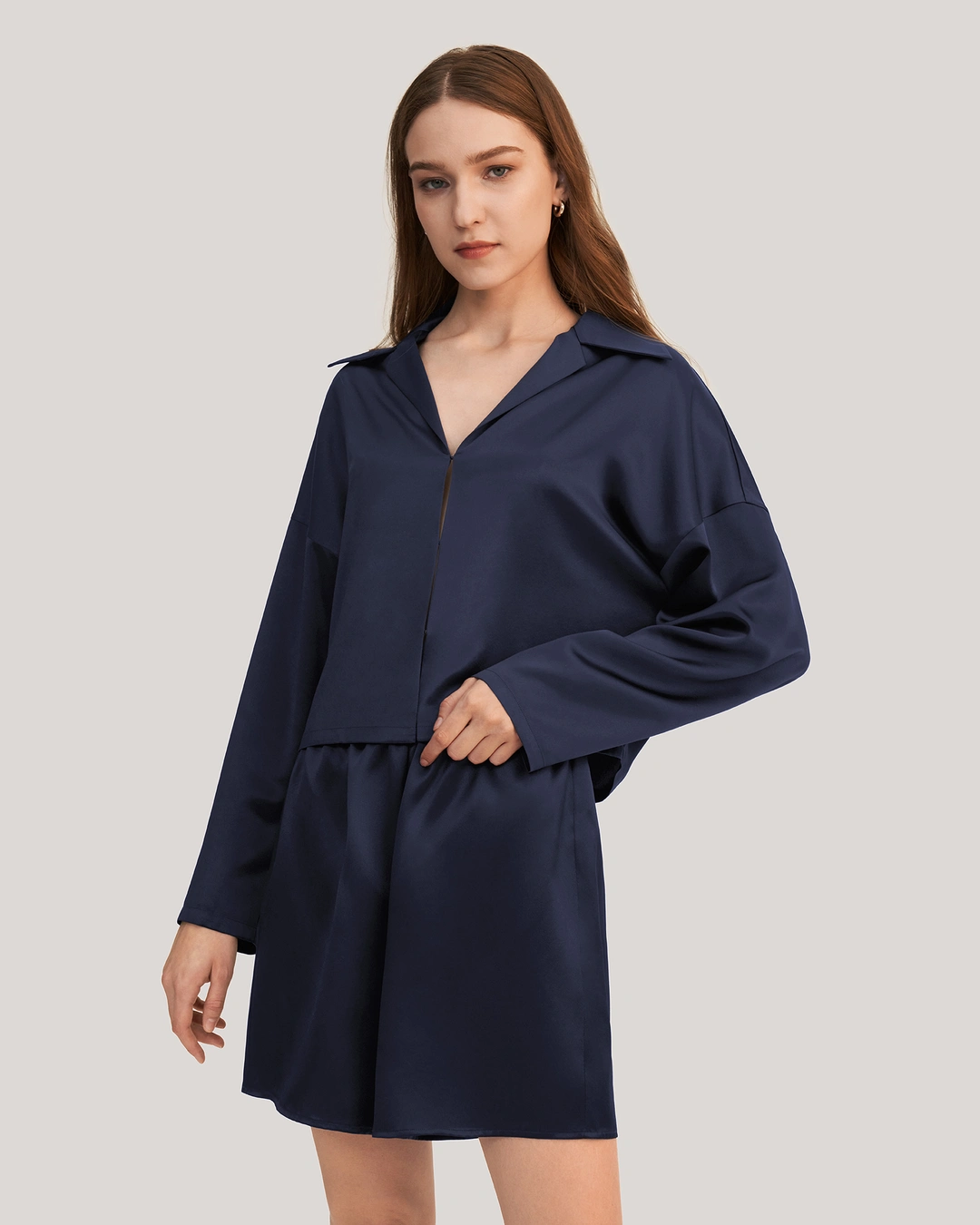 LILYSILK Pyjama De Soie Femme Blanc Couleurs Neutres Et La Poche Oblique 100% Soie Respirant Super Léger L