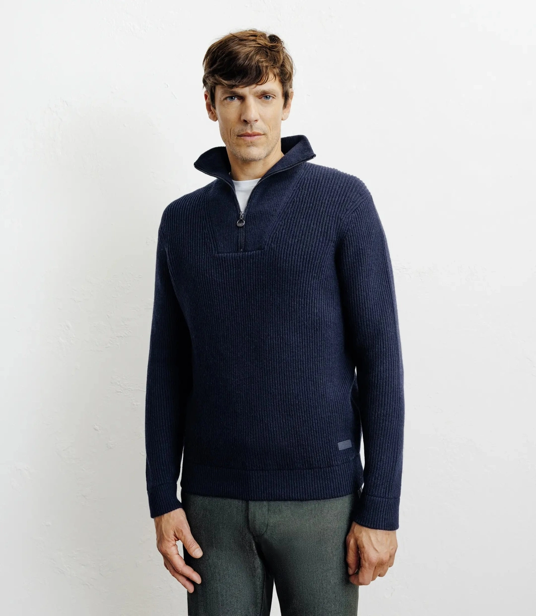 IZAC - Pull en laine col camionneur marine