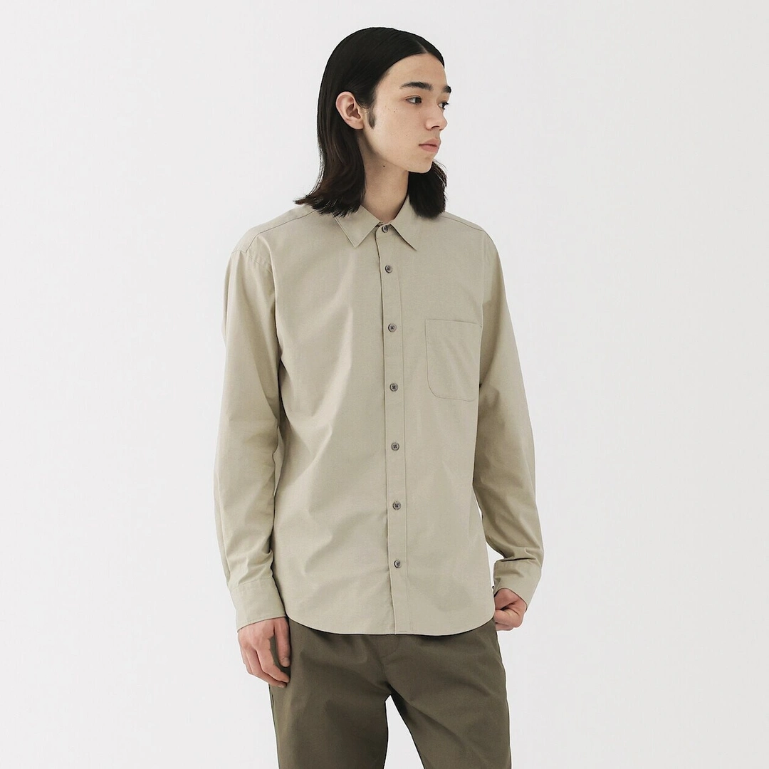 Chemise à manches longues en coton lavé homme