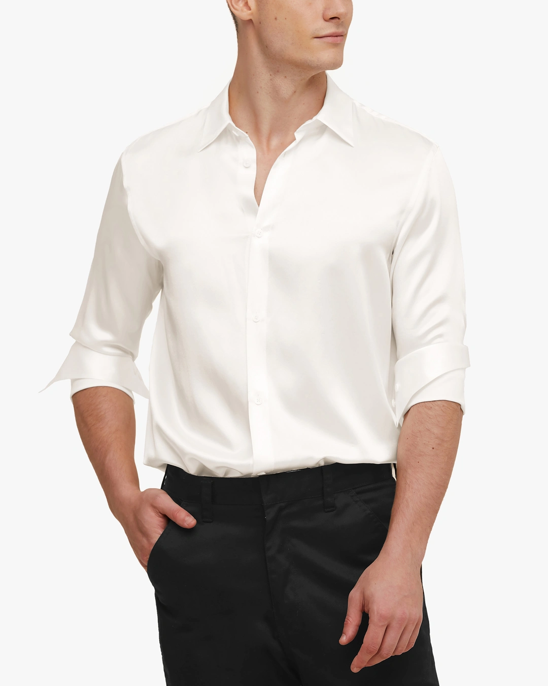 LILYSILK Chemise De Base Pour Homme En Soie De Mûrier Gris Foncé L - 2