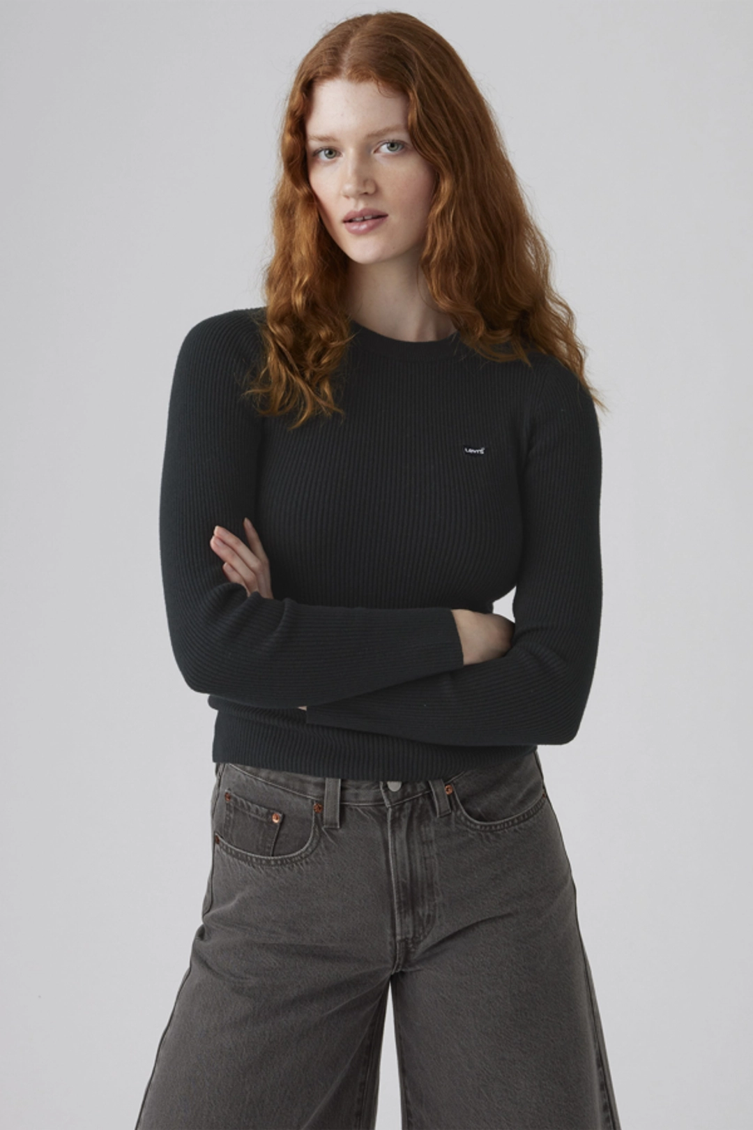 Levi's Pull Over Col Rond Maille Côtelée - Femme - Bleu / Adrienne Stripe Egret Rib - XS