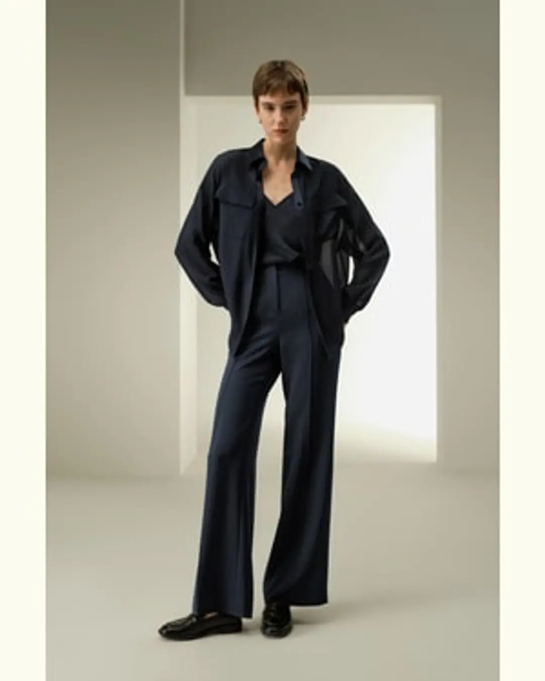 LILYSILK Blouse En Soie Semi-Transparent Mousseline De Soie Coupe Classique Bleu Minuit L