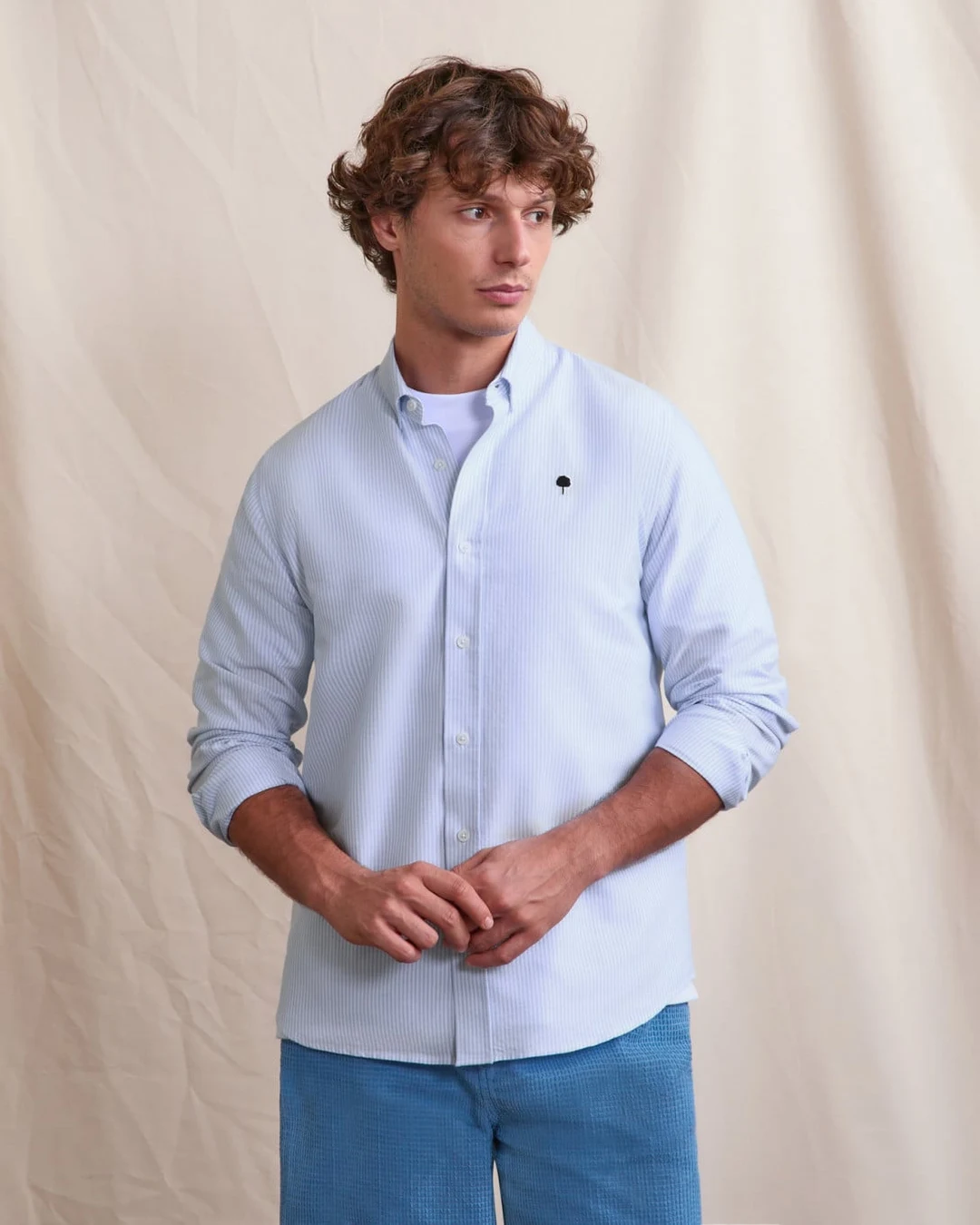 Chemise rayée bleu ciel - IVOY