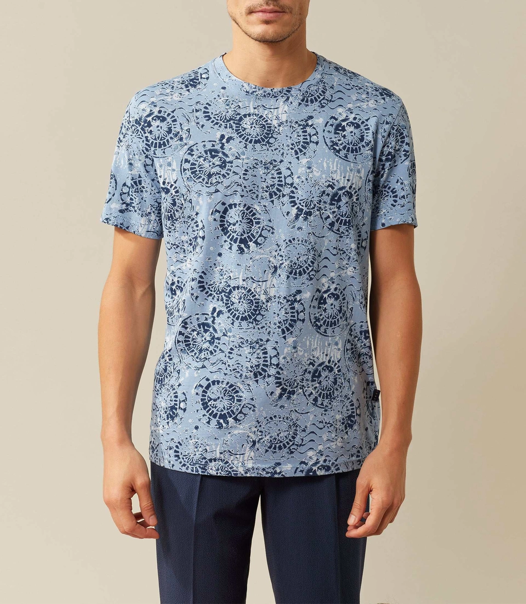 IZAC - T-shirt col rond imprimé bleu ciel ''Xavier''