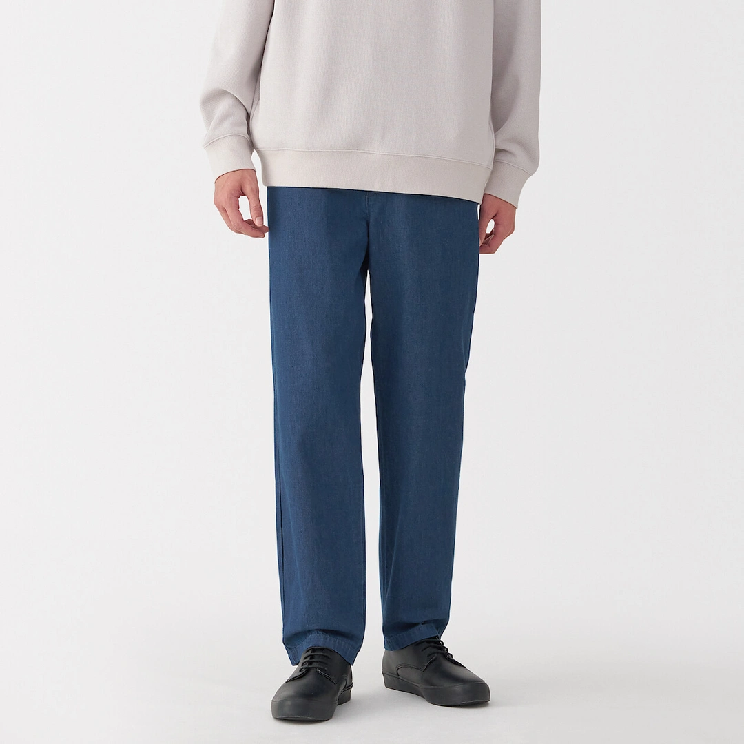 Pantalon coupe confortable en denim lavé pour homme ‐ Indigo
