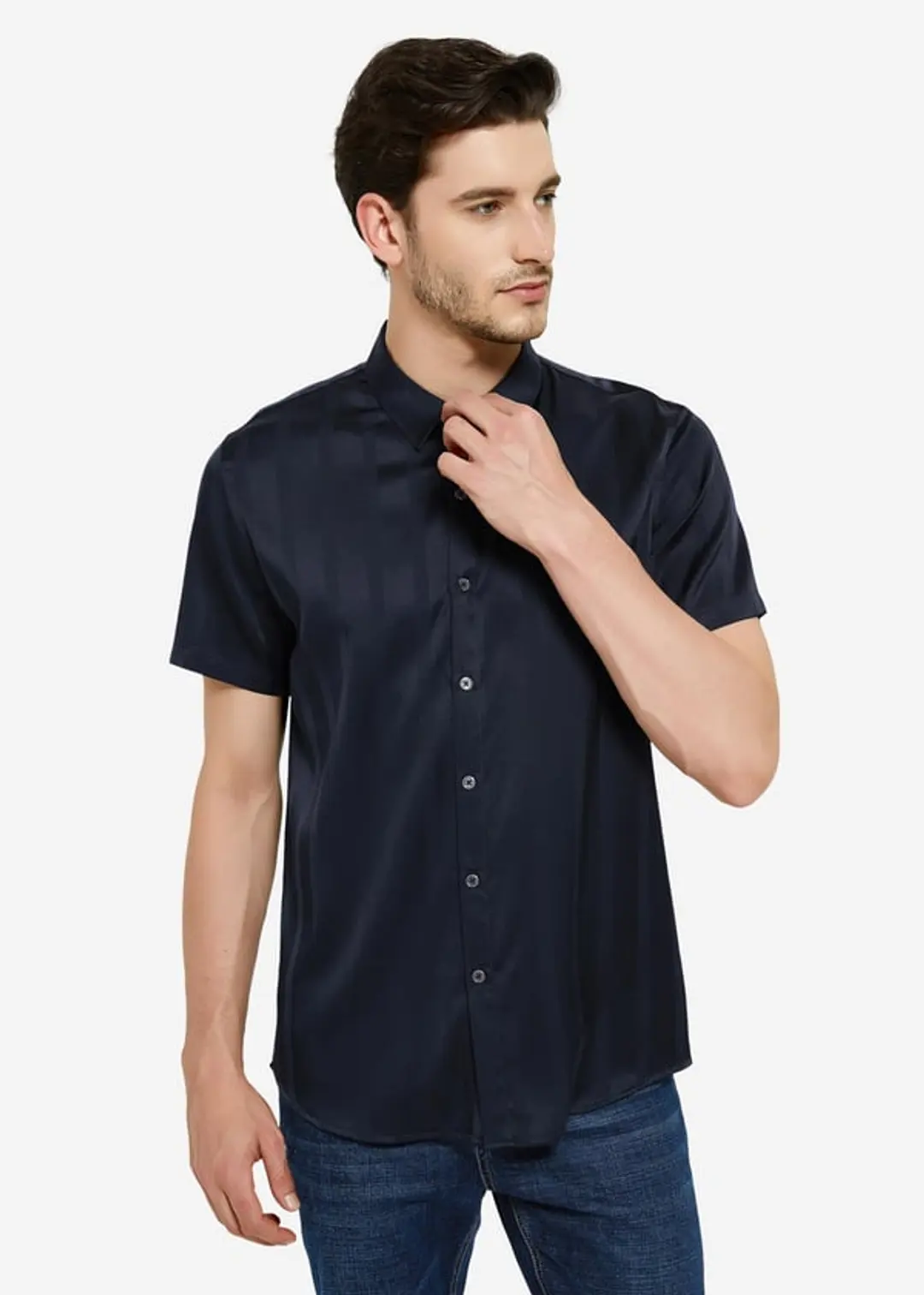LILYSILK Chemise Homme en Soie à Rayures Jacquard Élégante Noir S