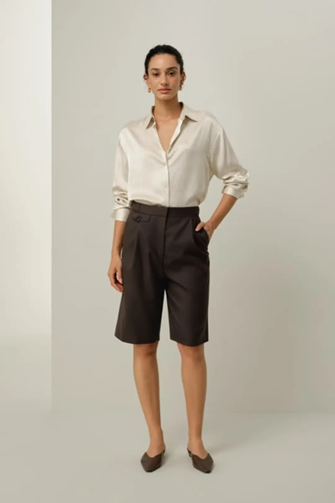 Short Bermuda Premium Mélange Soie-Laine avec Coupe Taillée