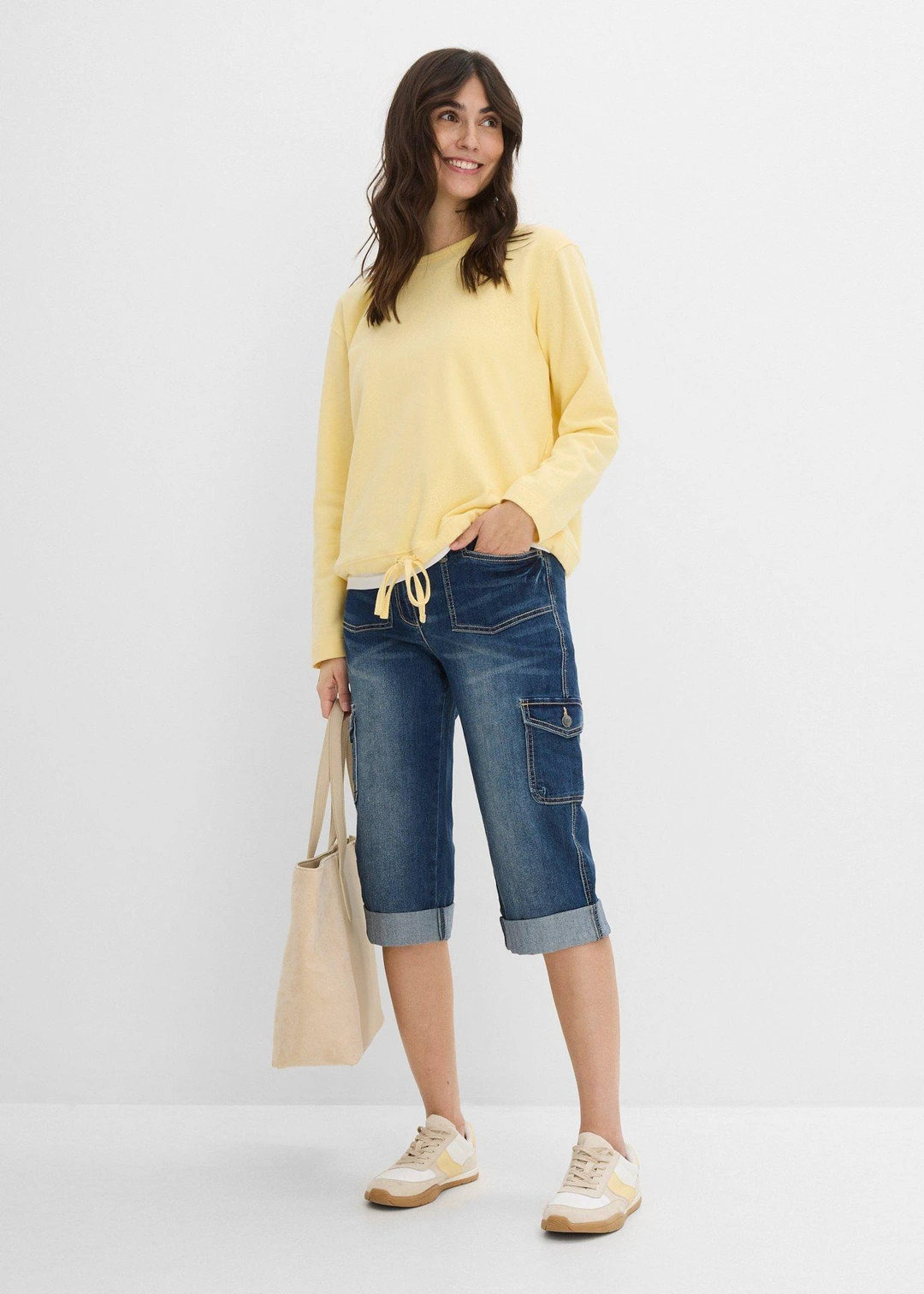 Jean cargo extensible, taille mi-haute - 2