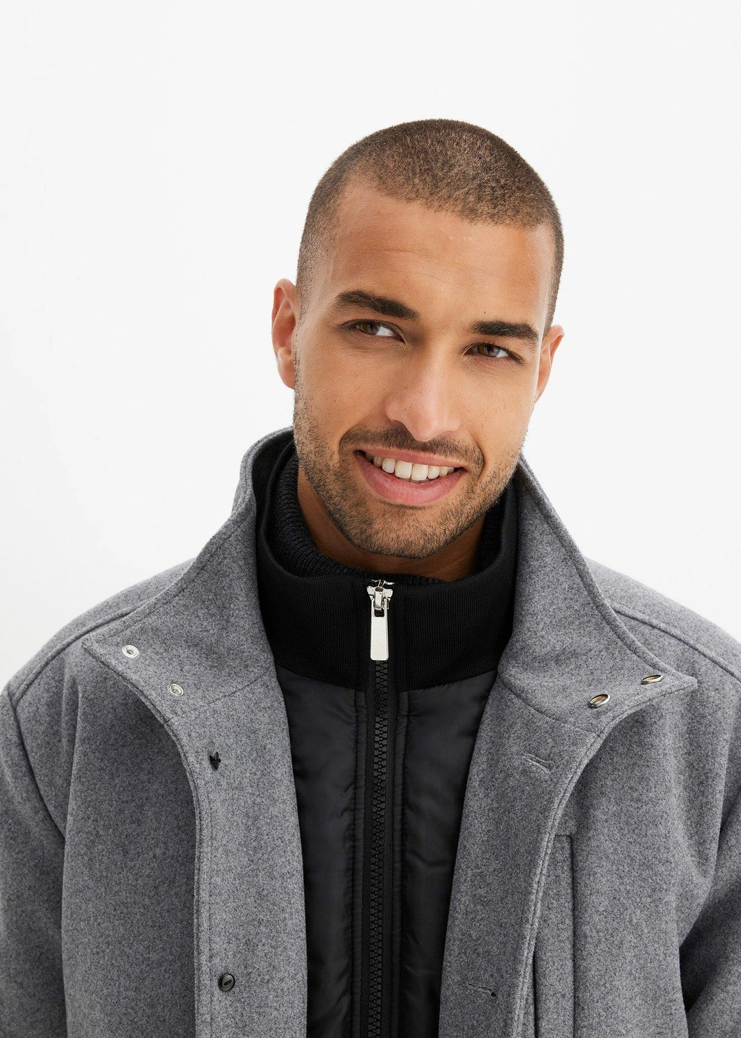 Veste d’hiver aspect laine avec empiècement coupe-vent - 3